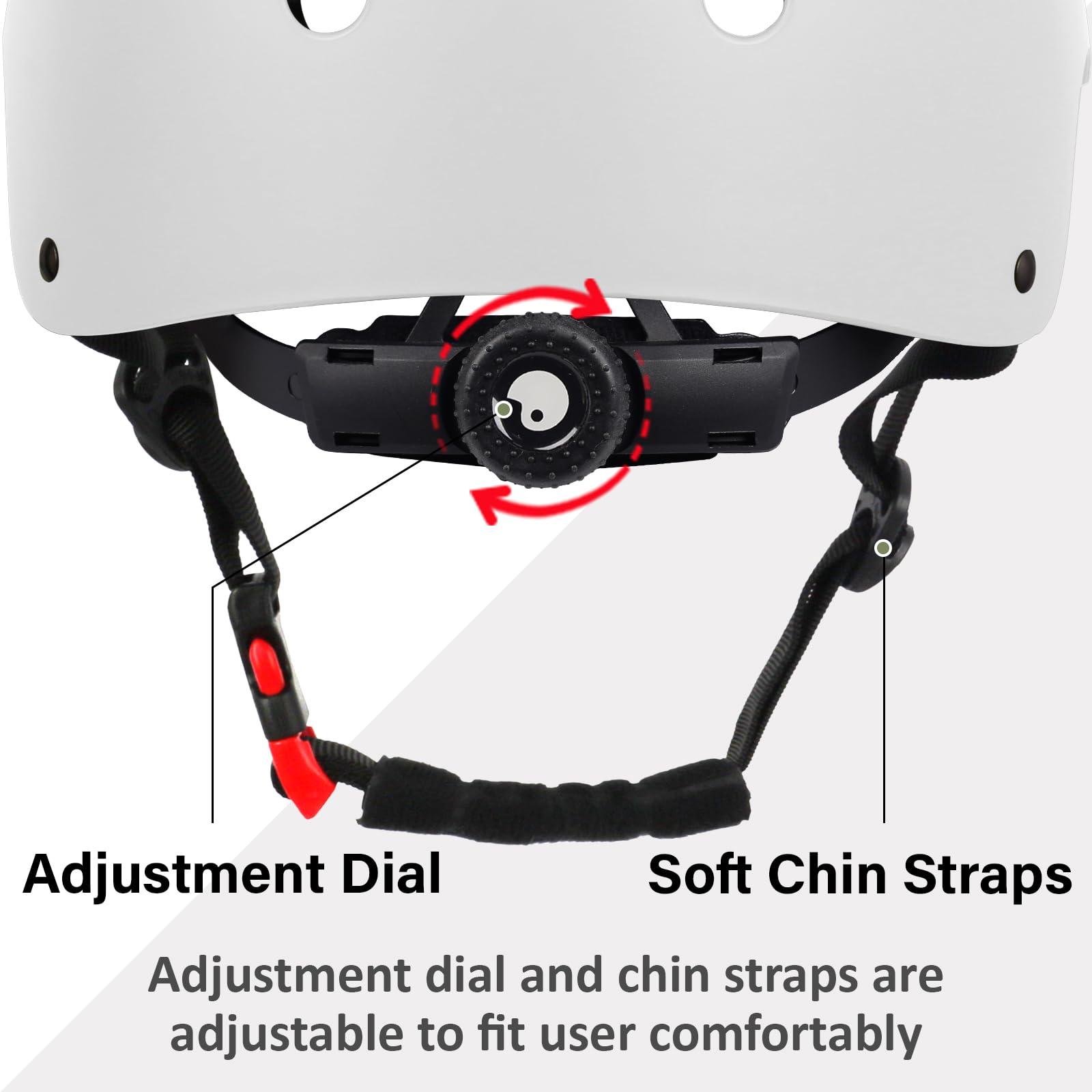 OUWOR OUWOR Kids Skateboard Bike Helmet for Boy and Girl, Lightweight Adjustable, Multi-Sport for Bicycle Skate Scooter (White, Small)