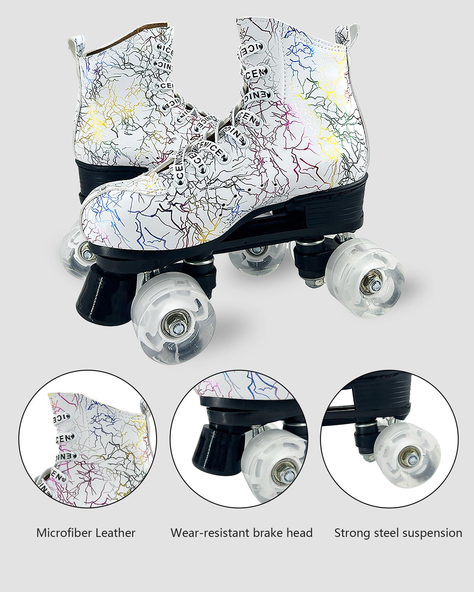 ugboiu Ugboiu Roller Skates for Men and Women, Derby Roller Skates with 4 Shiny Wheel, Classic Double-Row Skates for Indoor and Outdoor