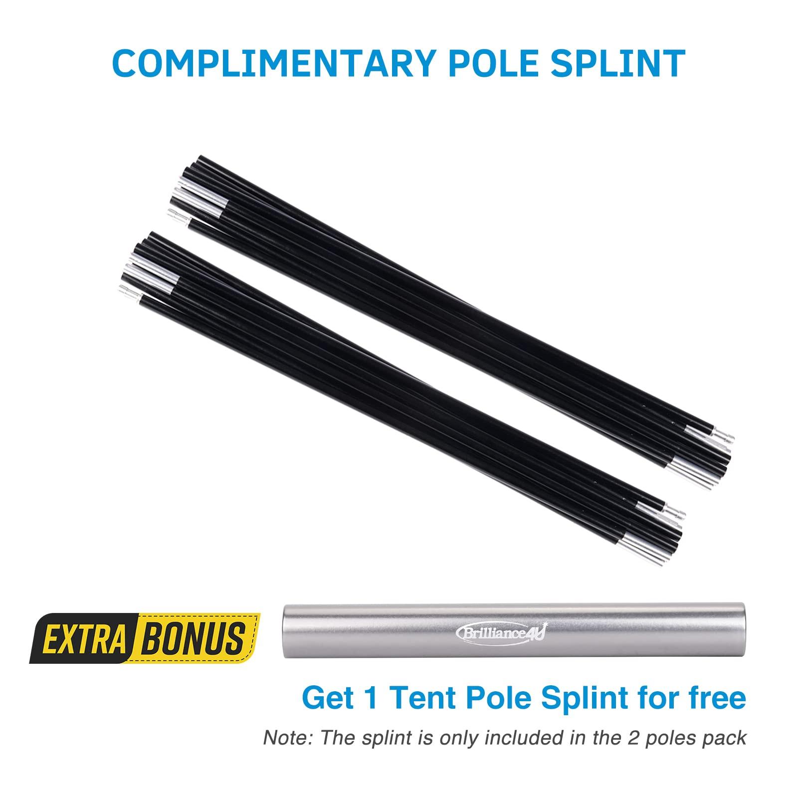 BRILLIANCE4U BRILLIANCE4U Pre-Assembled Aluminum Tent Pole 12ft 1.4in 8.5mm, Lightweight Tent Poles Replacement, 7001 T6 Heated Aluminum Alloy, Outer Dia. 0.33\" 2 Poles Pack