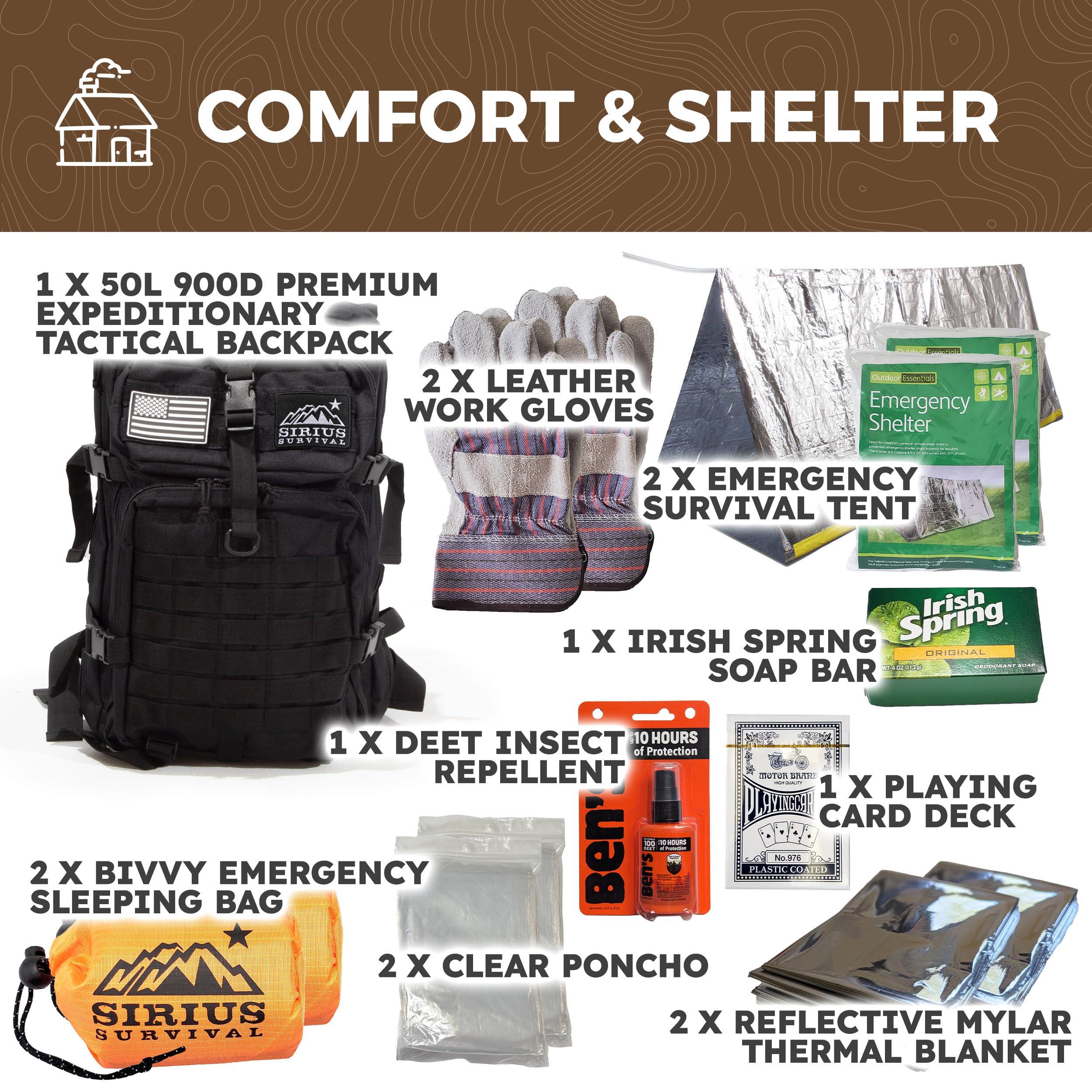Sirius Survival Sirius Survival Bug Out Bag - Premium Bugout Backpack Pre-Packed Survival Kit - Ultimate 72 Hour Backpack Survival Kit - Comprehensive Survival Items - Go Bag Emergency (Digital Camo)