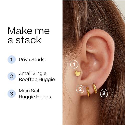 Tini Lux Tini Lux | Hypoallergenic Earrings | Titanium Priya Heart Studs | Silver | Titanium Stud Earrings for Women | Earrings Studs, Sensitive Ears, Trendy Womens Earring Set