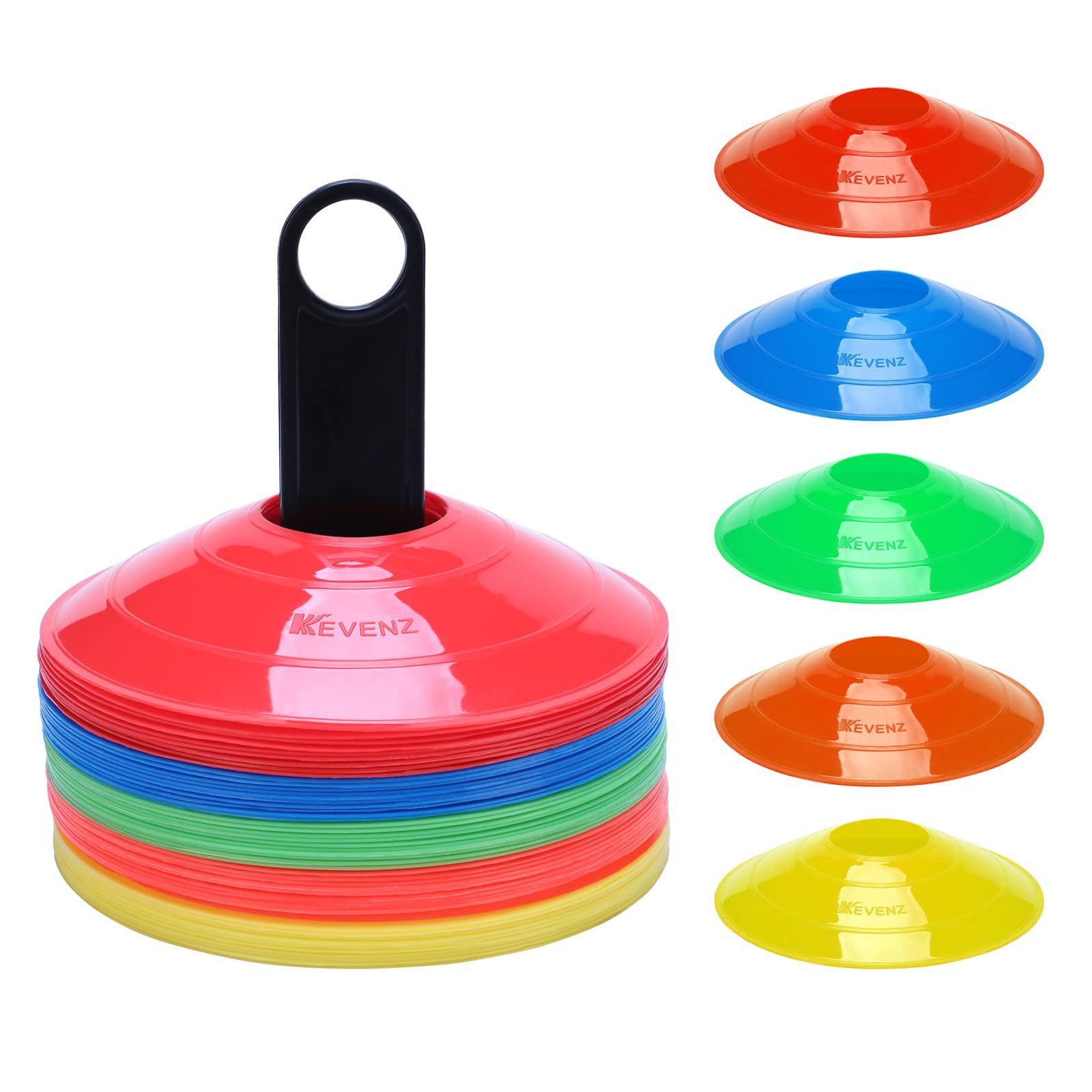 KEVENZ KEVENZ Soccer Cones, Pack of 50 Agility Training Disc Cones for Sports, Multicolor Field Marker for Soccer, Football and More