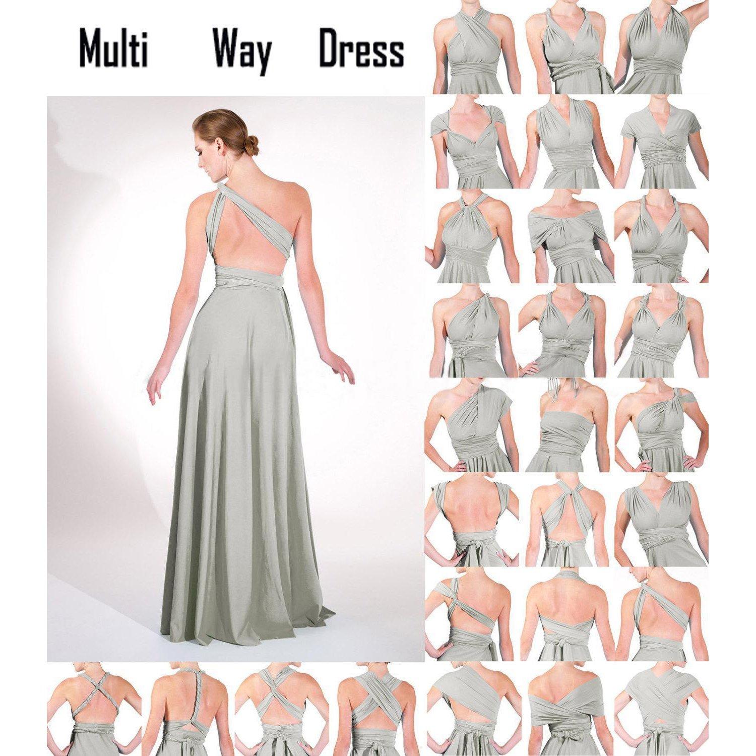 OBEEII OBEEII Bridesmaid Dress for Womens Infinity Dress Wedding Convertible Multi Way Dress Twist Wrap Long Dress Elegant Cocktail Party Evening Prom Grown Light Gray Medium