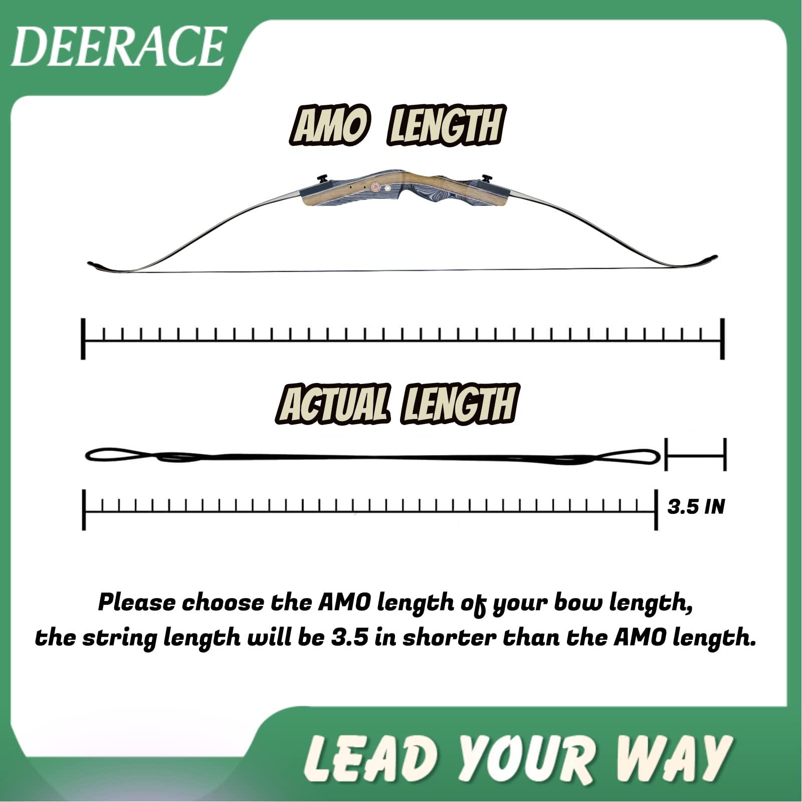 DEERACE DEERACE Traditional Recurve Bow String, AMO 58' (Actual Length 54'), 16 Strands (Recommended for up to 65 lbs)