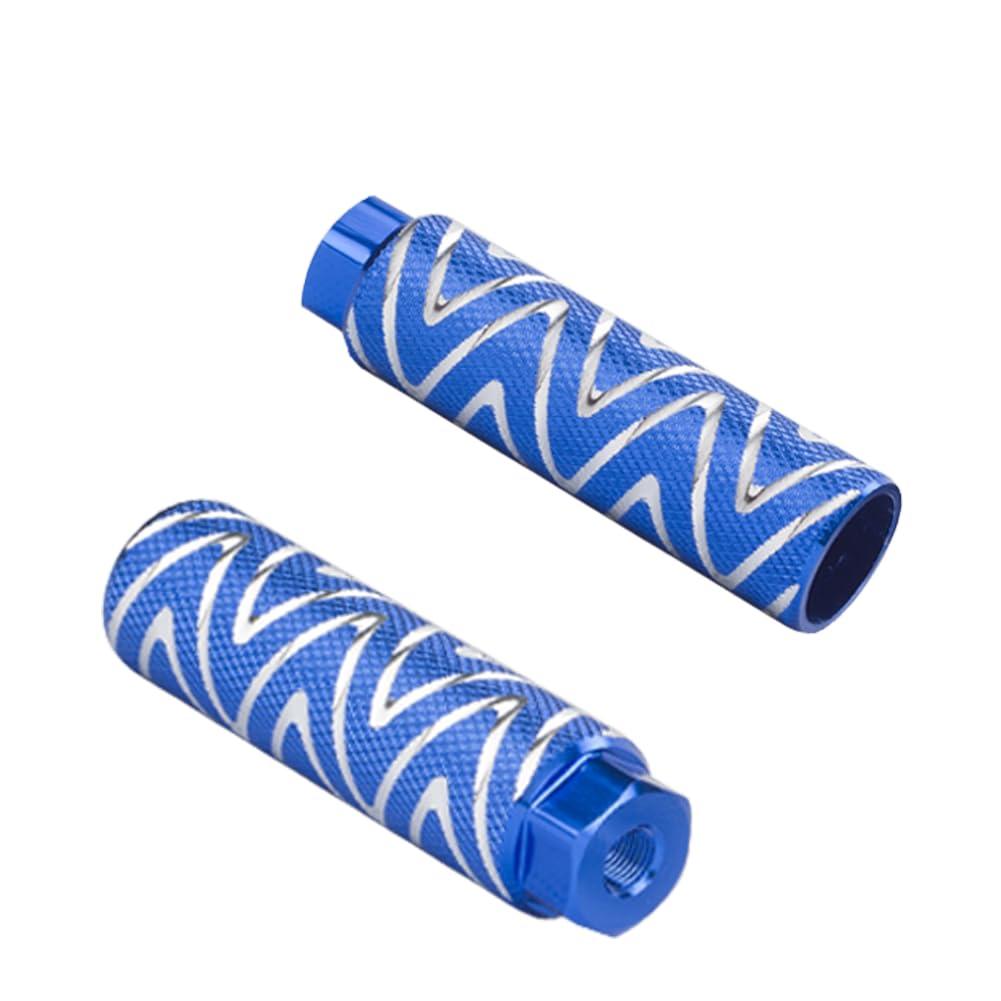 KINSPORY KINSPORY 4PC Bike Pegs for 3/8 inch Axles, Aluminum Alloy Anti-Skid BMX Bicycle Pegs for Mountain Bike Backseats Stands Cycling Rear Stunt Pegs (W' Blue)