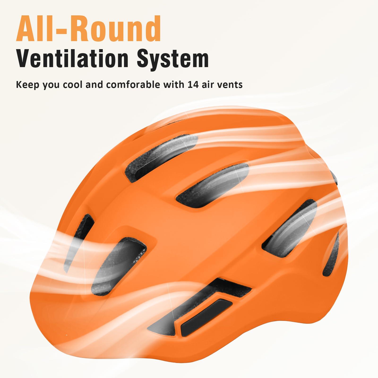 HUGGAH HUGGAH Lightweight Bike Helmet for Age 1-3-8 Toddlers, Kids, Boys and Girls, 14 Vents Helmet Adjustable for Multi-Sport & Cycling, Skate, Scooter and Roller Skate (Tangerine S)