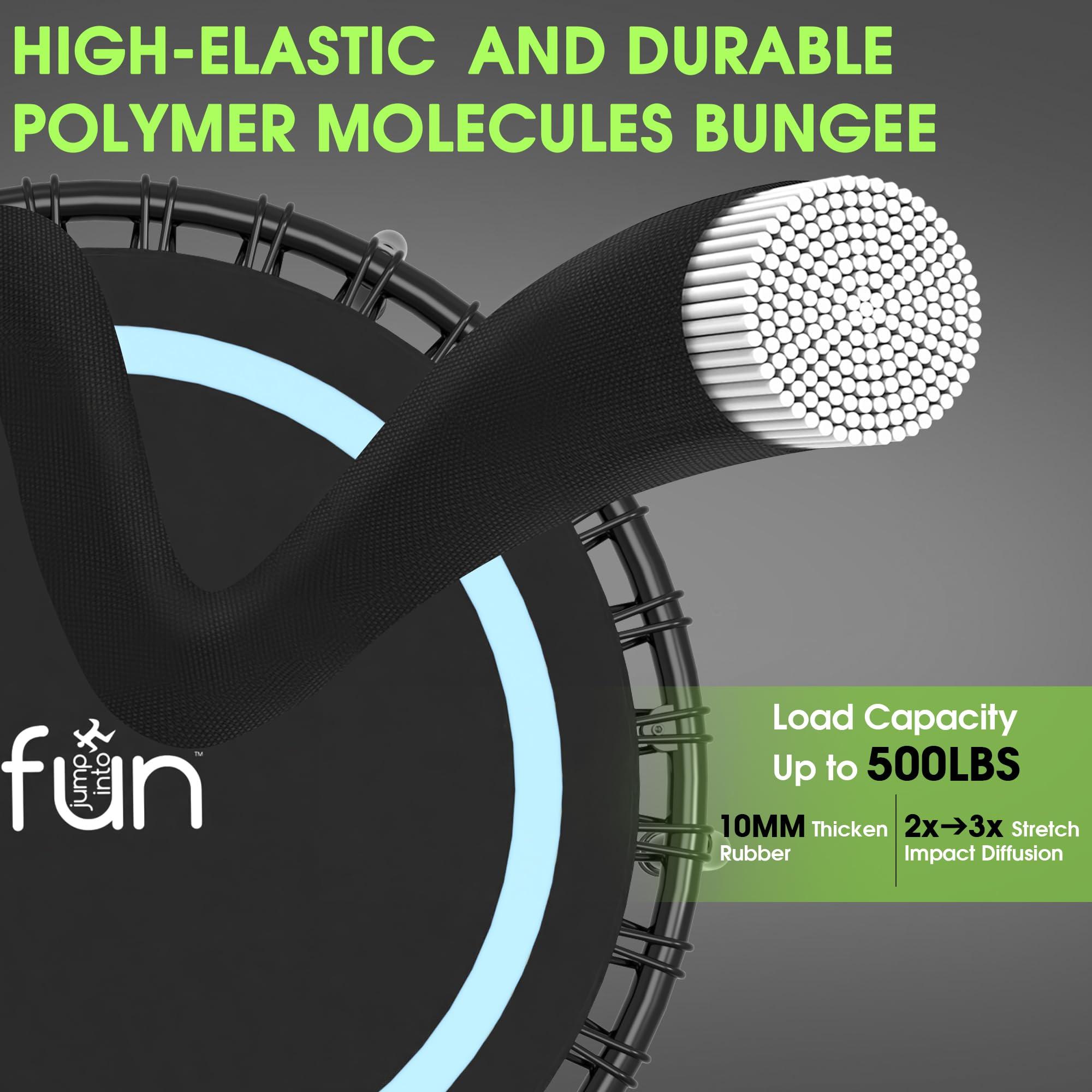 Jump Into Fun Jump Into Fun 40" Rebounder Mini Tranpoline Indoor for Adults, 330LBS Foldable Fitness Tranpoline Adults with Adjustable T-Bar Handle, Slient Exercise Rebounder for Indoor/Garden Workout, Blue