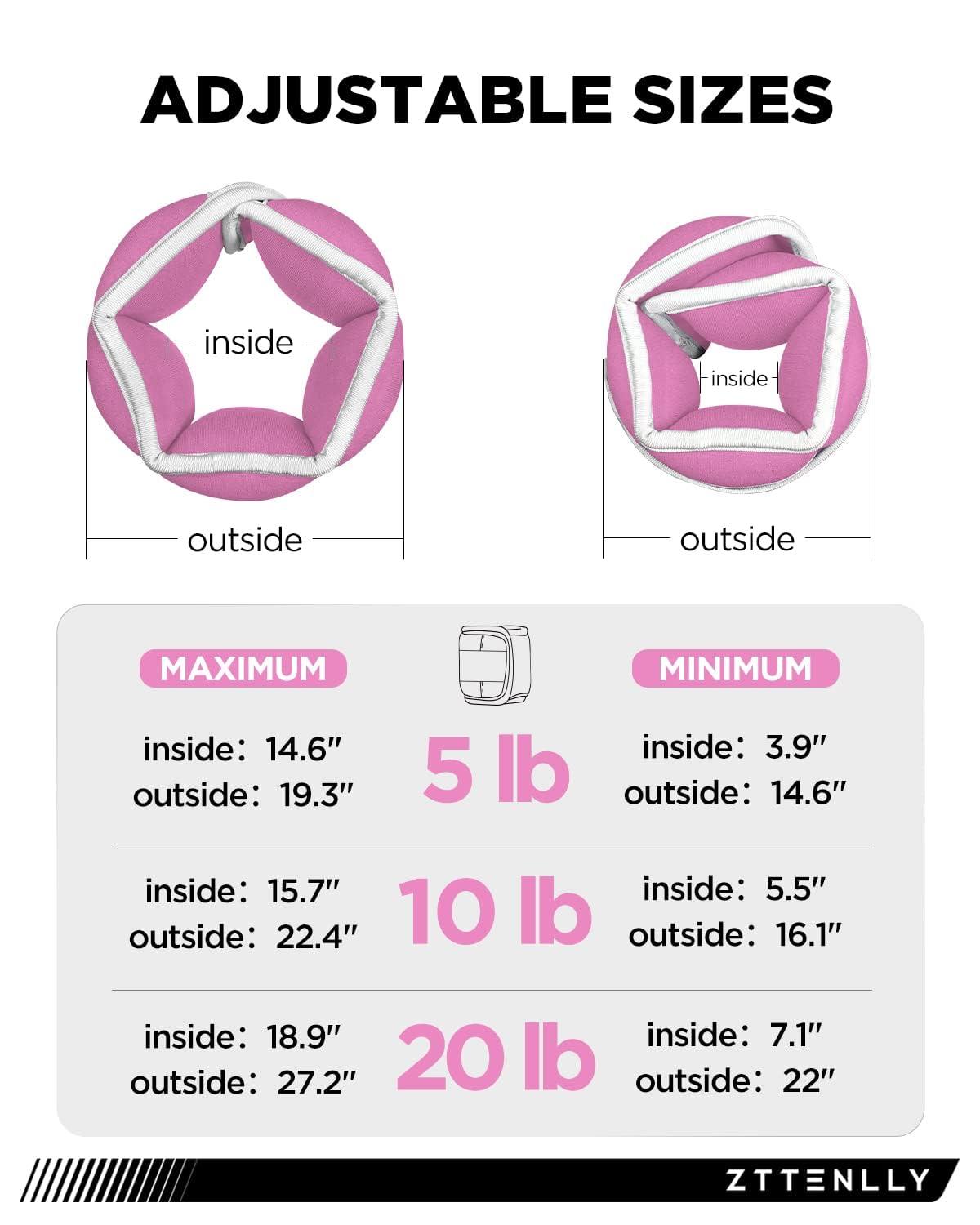 ZTTENLLY Adjustable Ankle Weights for Women Men and Kids | 1 Pair 5 10 15 18 20 Lbs Leg Wrist Ankle Weight Straps for Yoga, Walking, Running, Aerobics, Gym, Dance, Pilates, Cardio