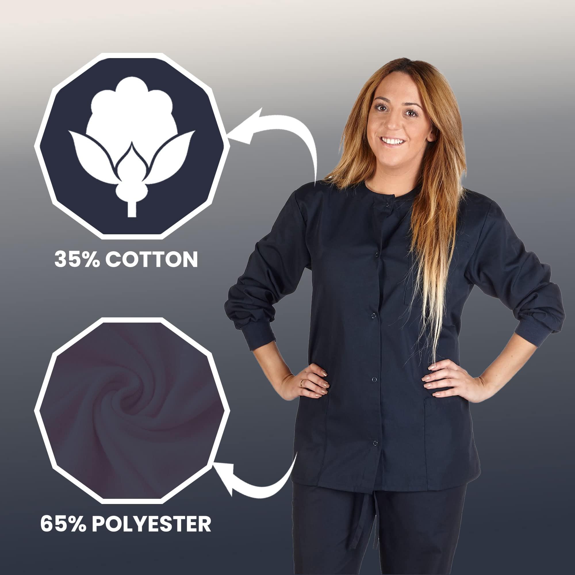 ACTIVE UNIFORMS Women's Scrub Jacket Warm Up Medical Scrub Jackets for Women (Dark Navy, 2X-Large)