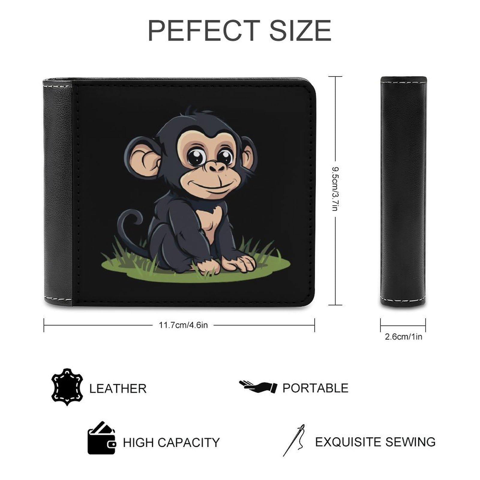 MHXYZHW Cute Monkey Men's Wallet Bifold with RFID Blocking Slim Wallet with Card Slots Gift for Women