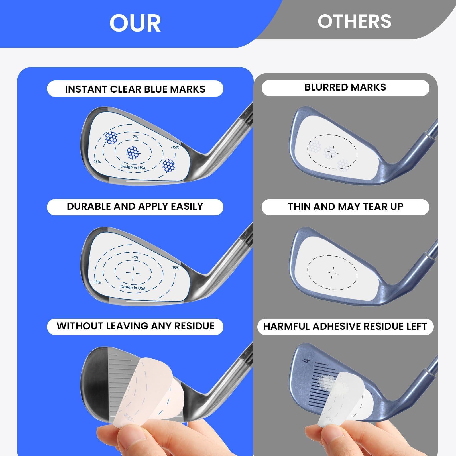 FINGER TEN Golf Club Impact Tape Stickers Labels for Driver Woods Irons Putters Value 75/150/375 Pcs, Ball Hitting Recorder Training Aids Gift, Easy To Use for indoor outdoor(375Pcs-Right Handed Golfer)