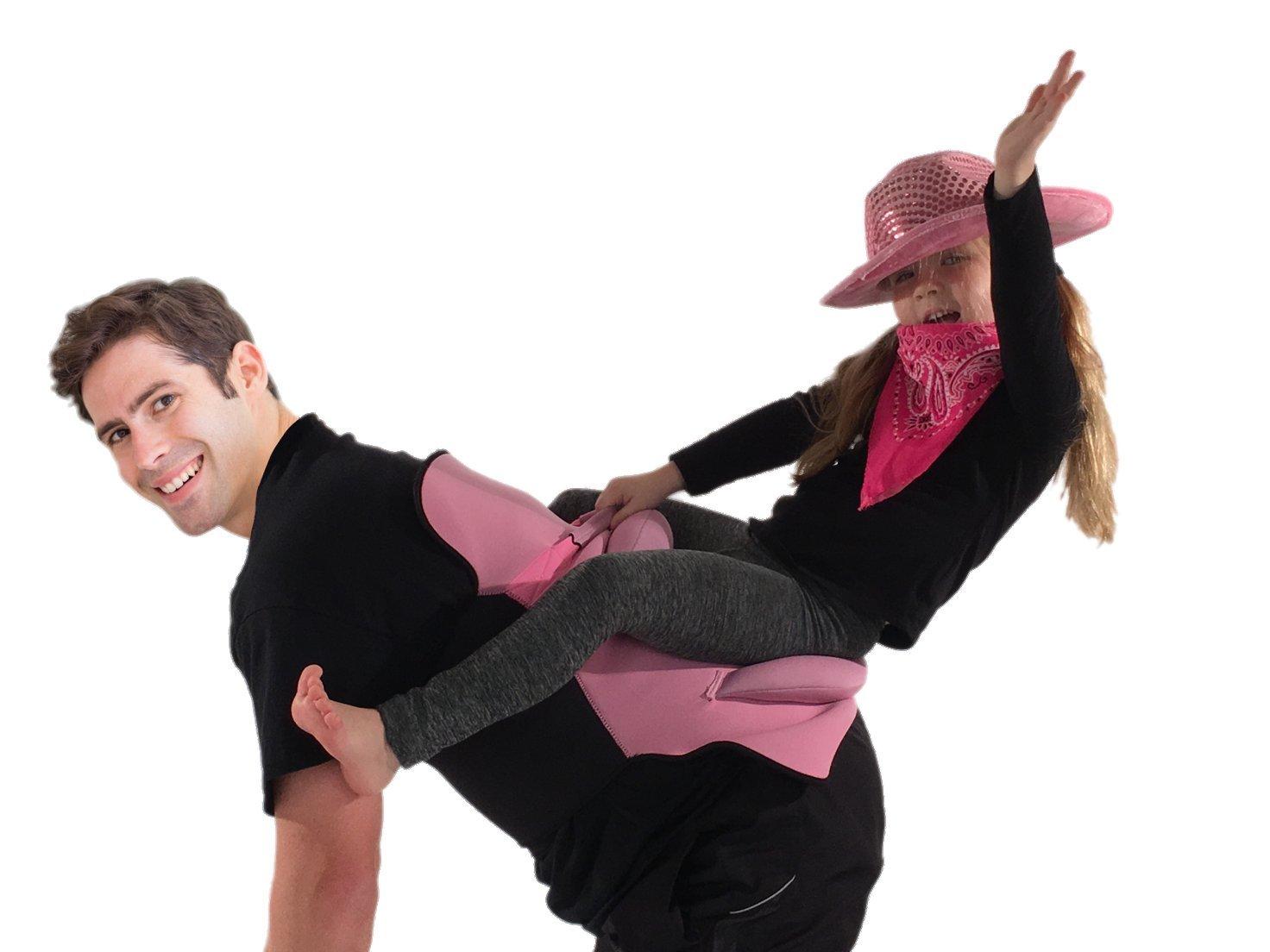 Pony Up Daddy Pony Up Daddy - Neoprene Parent Saddle with Easy Close Strap - Features Padded Seat and Grab Handle for Safe and Comfortable Play Pony Rides - Fits Up to 50\" Chest Size - Sheriff Blue