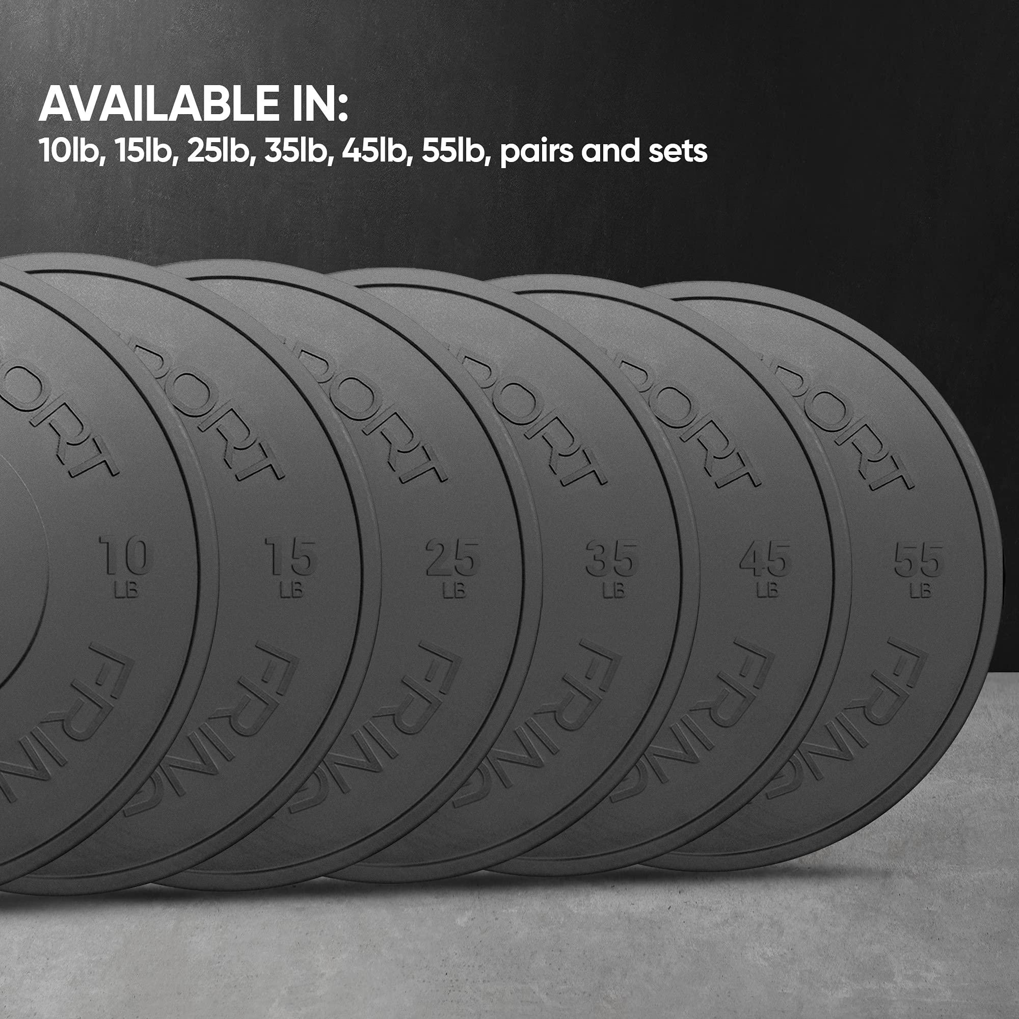 FringeSport Fringe Sport MILSPEC Bumper Plates Pair, 10lb - 55lb Black Rubber Weight Plates for 2\" Barbells, Low Odor Low Noise Olympic Bumper Plates for Intense Strength Training and Weight Lifting Sessions