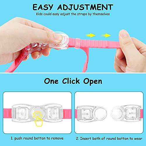 COOLOO COOLOO Kids Swim Goggles for Age 3-15, 2 Pack Kids Goggles for Swimming with Nose Cover, No Leaking, Anti-Fog, Waterproof, Blue+Green