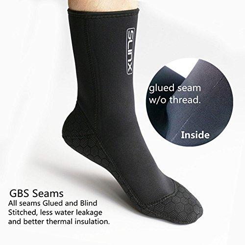 Skyone Neoprene Water Fin Sock Diving Wetsuits Sock 3MM for Women Men, Thermal Beach Sock Anti Slip Flexible for Snorkeling Surfing Kayaking Swimming Sailing(3MM Black, XL)