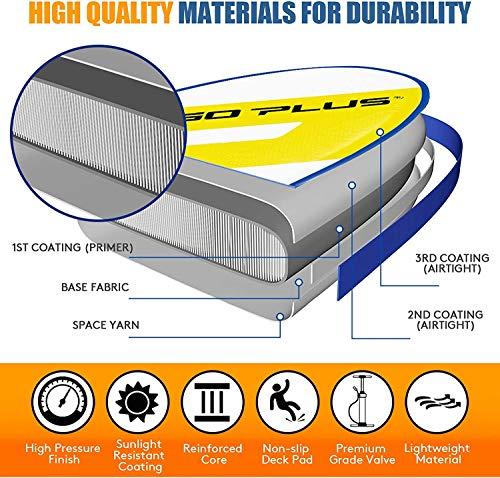 Goplus Goplus Inflatable Stand Up Paddle Board, 11 x 30 x 6 SUP with Accessory Pack, Adjustable Paddle, Carry Bag, Bottom Fin, Hand Pump, Non-Slip Deck, Leash, Repair Kit (Yellow+Blue, 11FT)