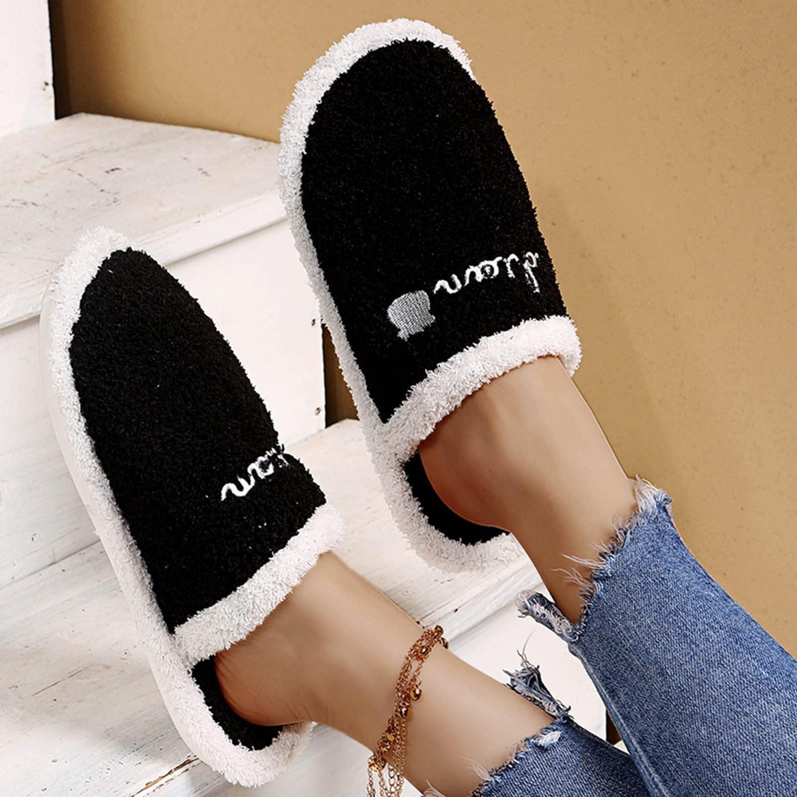 NineFit Basics Unisex Men's Women's Memory Foam Slippers Comfort Cotton-blend Closed Toe House Shoes Indoor Scuff (Black #2, 7.5)
