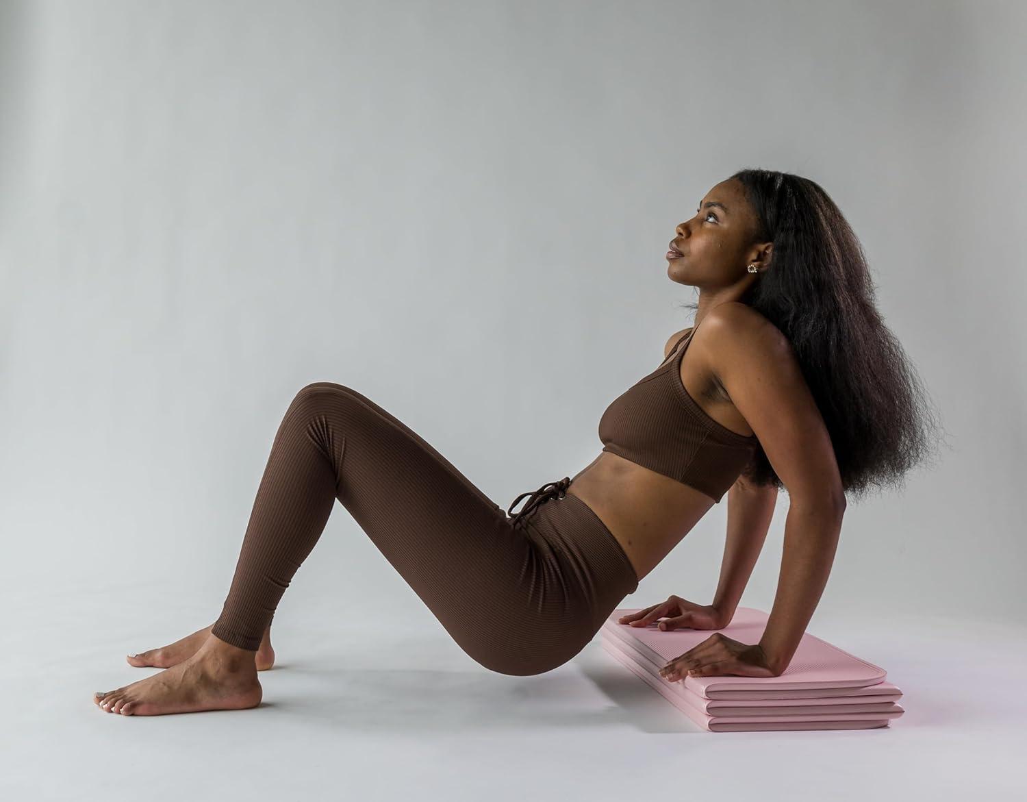 Stakt Stakt Foldable Multi-Purpose Fitness & Yoga Mat with Patented Design, Workout Mat with Non-Slip Surface, Portable & Lightweight, For Studio or Home Use, As Seen on Shark Tank (Rosewater)