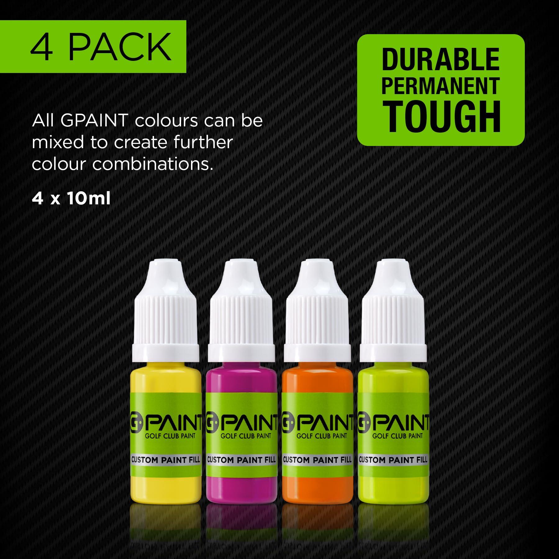 G-Paint G-Paint Golf Club Paint - Touch Up, Fill in, Customize or Renovate Your Clubs - 4 Pack of 10ml Bottles. Yellow, Pink, Orange & Green