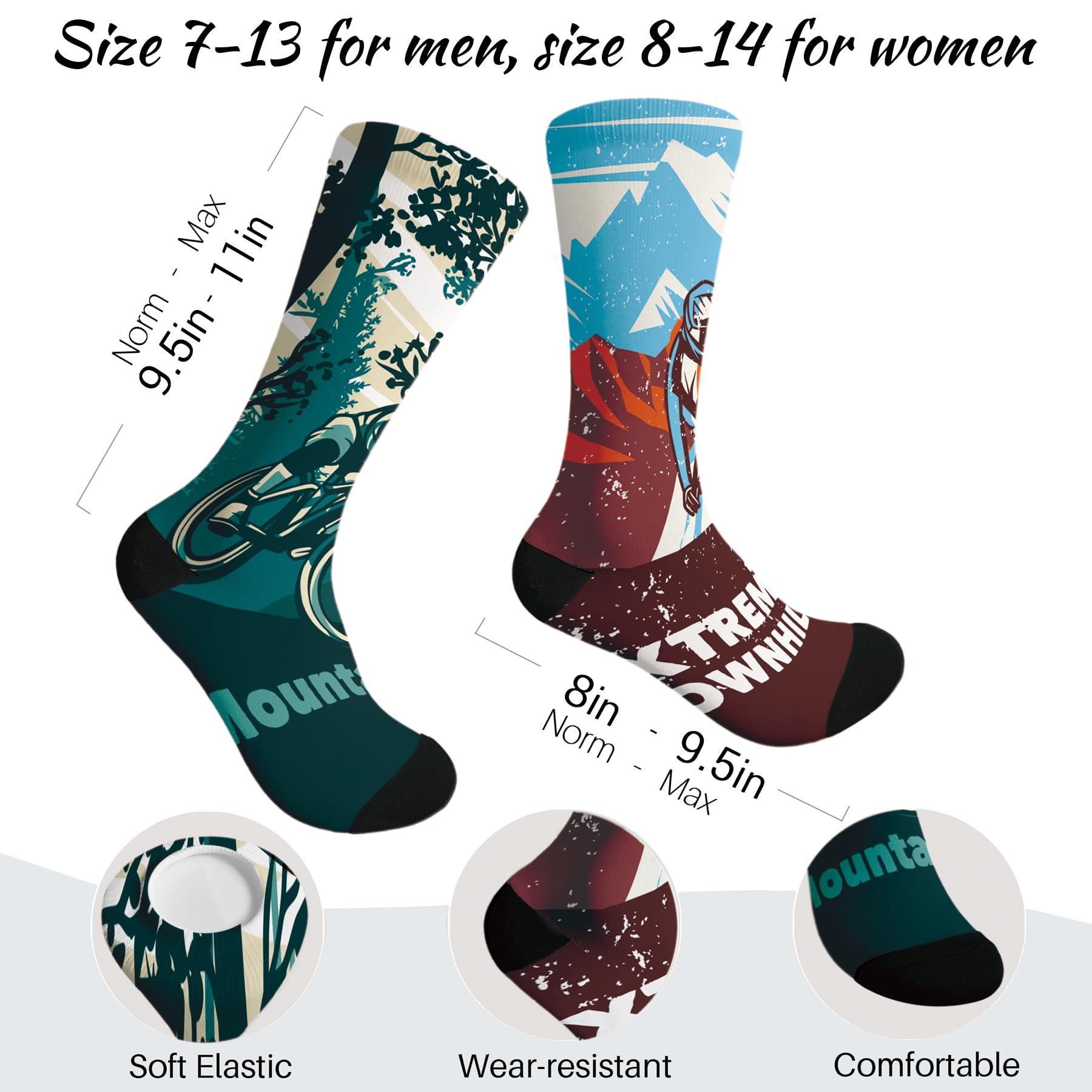RUYICOCO RUYICOCO Mens Dress Socks Funny Idea Mountain Bike Socks Men Novelty Crew Socks - Men's Novelty Socks Eye-Mountain Biking Gifts For Men For The Modern Man.
