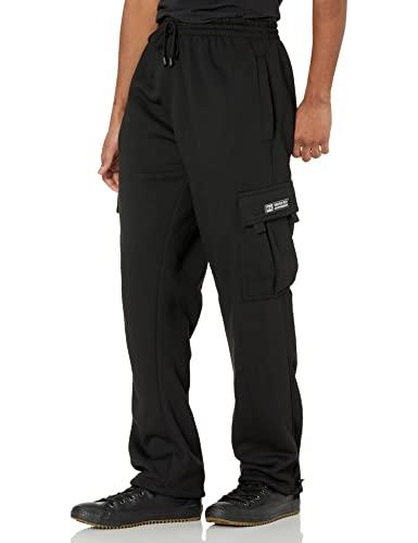 DREAM USA Men\'s Heavyweight Fleece Cargo Sweatpants, Black, Black, Size X-Large image-1