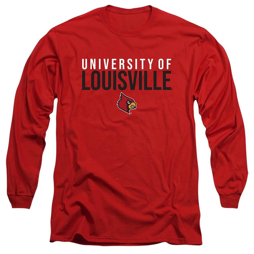 University of Louisville University of Louisville Official Stacked Unisex Adult Long-Sleeve T Shirt,Red, Medium