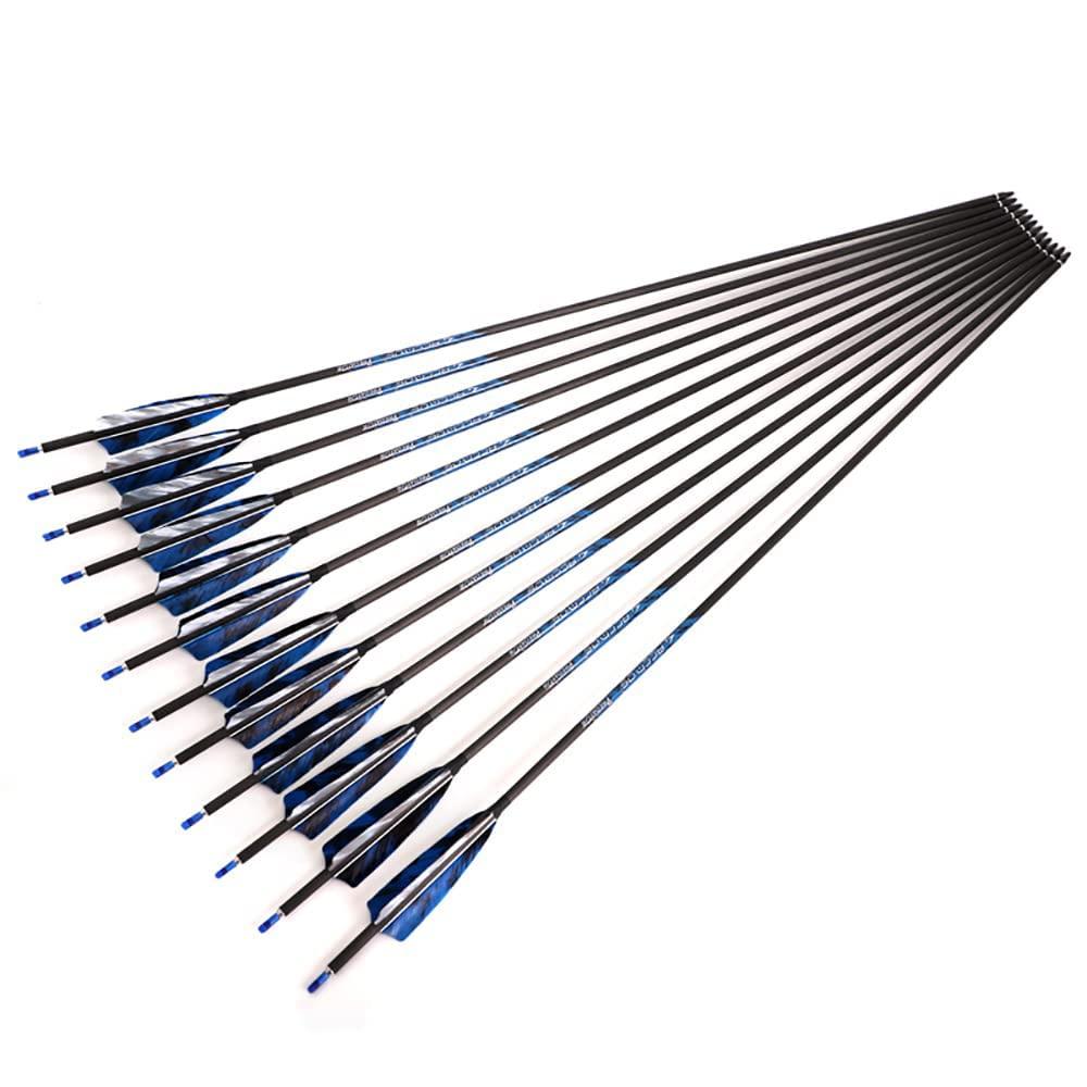 ACCMOS 500-Spine Arrow 30-Inch Arrow Target Practice Arrow Hunting Arrow Carbon Arrows Compound Bow Recurve Bow Adult Youth Archery Indoor Outdoor Shooting Bullet Field Tip 18pc Style2