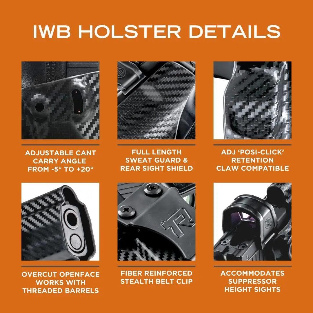 Concealment Express Rounded IWB Holster Fits: Glock 43/48 TLR7 Holster - LH - Black Kydex - Concealment Express - American Made