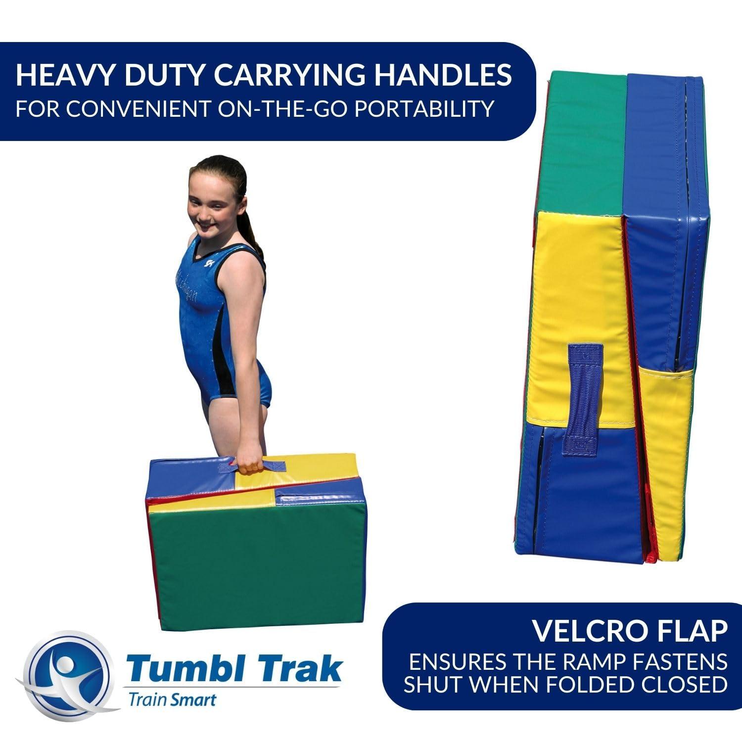 Tumbl Trak Tumbl Trak Folding Mini Ramp, Primary Rainbow, 4 ft x 18 in x 8 in
