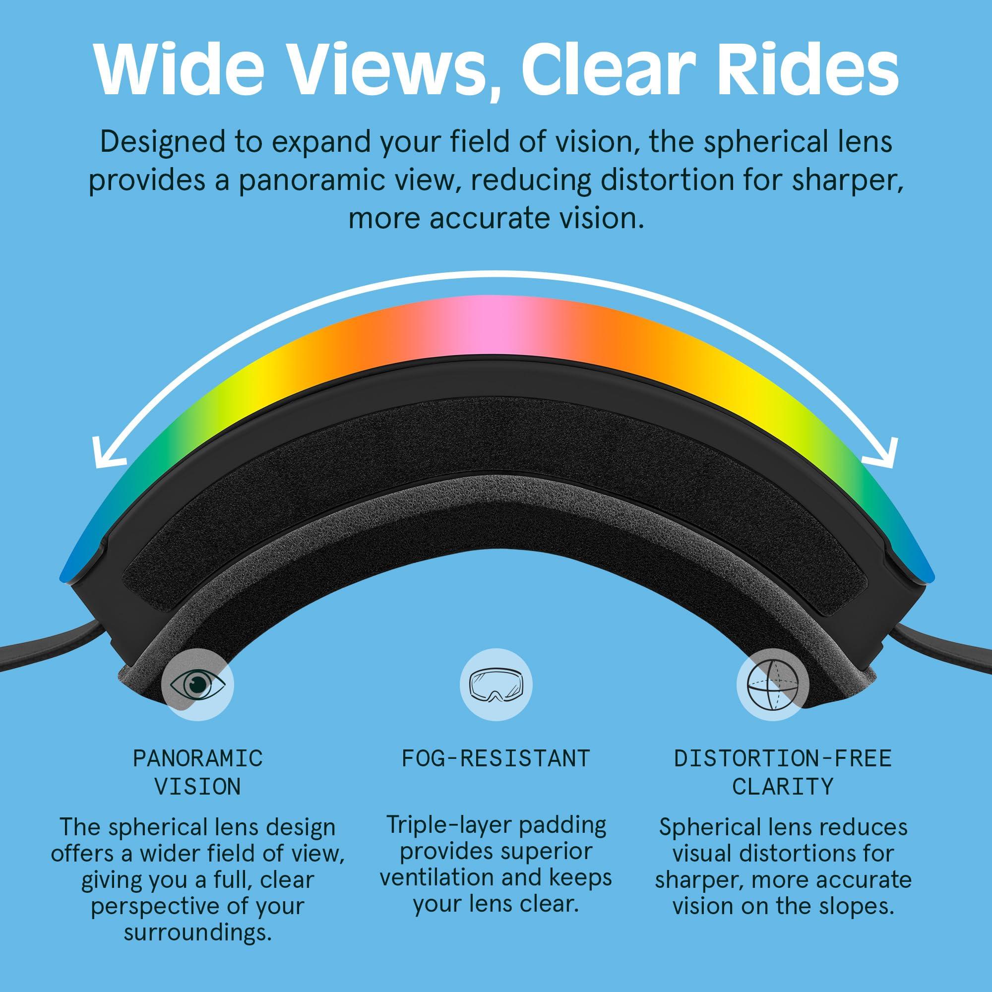 Retrospec Retrospec Traverse Plus Ski & Snowboard Snow Goggles for Men and Women with Spherical Interchangeable Magnetic Lens, Anti-Fog and OTG Design, 100% UV Protection for Skiing and Snowboarding
