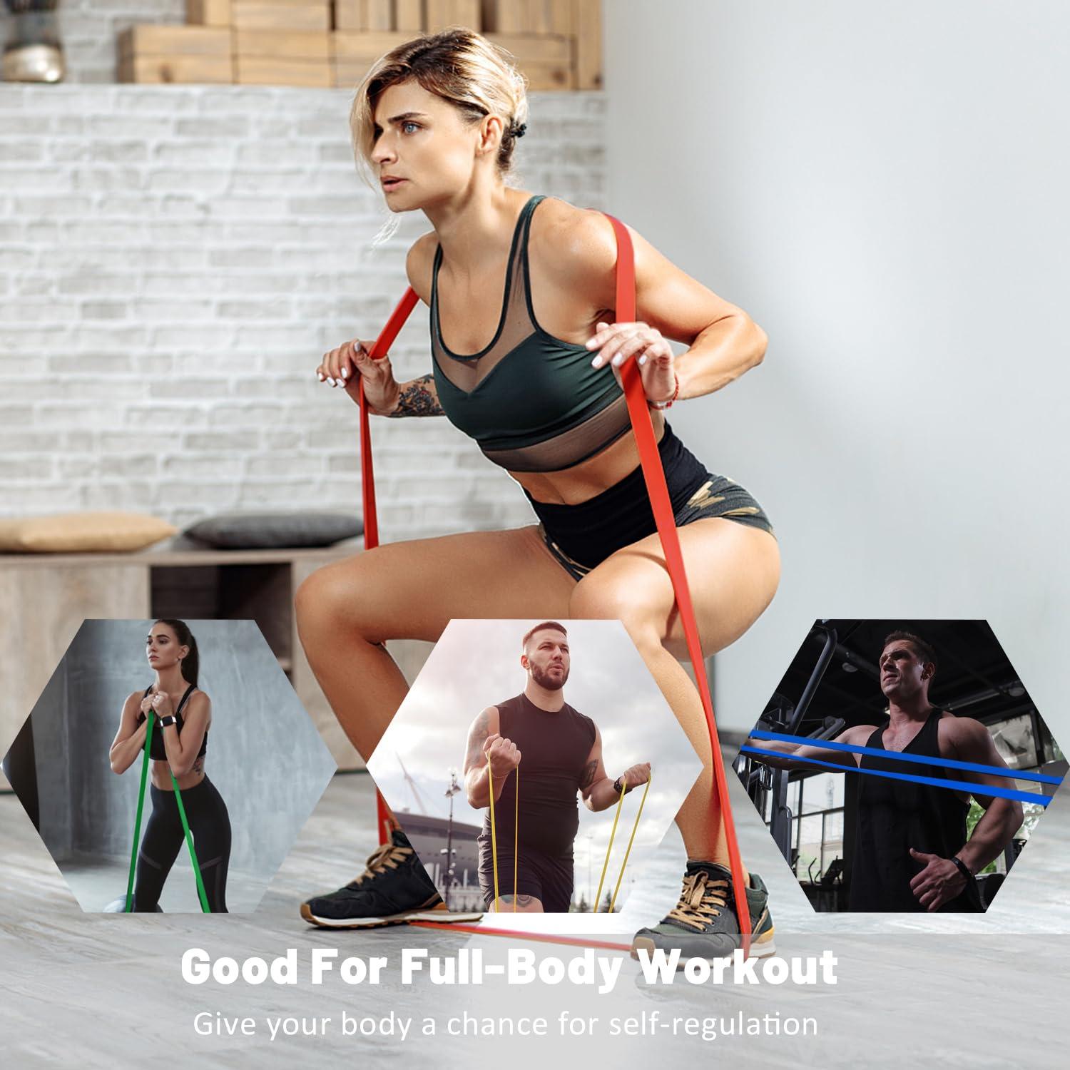 ROSAPOAR Resistance Bands, Pull Up Assist Bands - Workout Bands, Eexercise Bands, Long Resistance Bands Set for Working Out, Fitness, Training, Physical Therapy for Men Women - Colorful