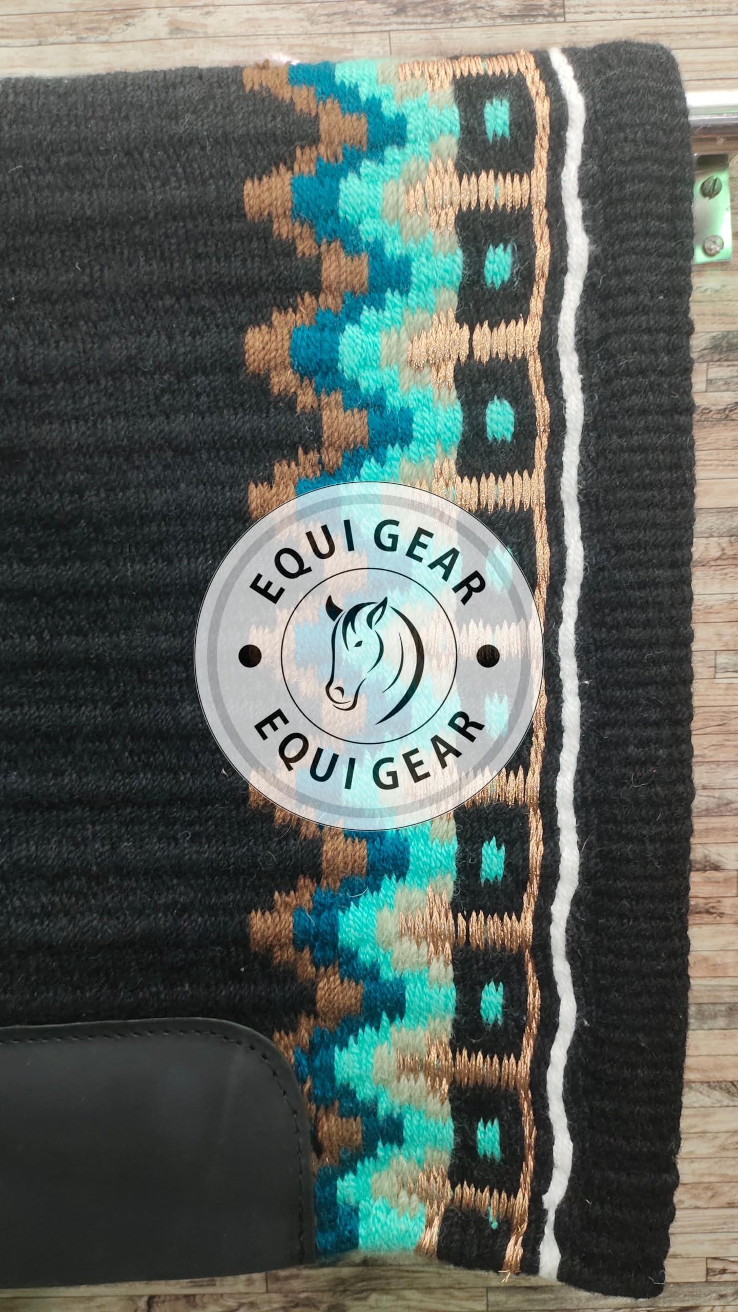 EQUIGEAR EQUIGEAR Western Show Horse Saddle Blanket New Zealand Wool Western Design Handmade Saddle Blanket Top Wool Pad Sensor Flex (Customization Available) ZB-003 (36x36)