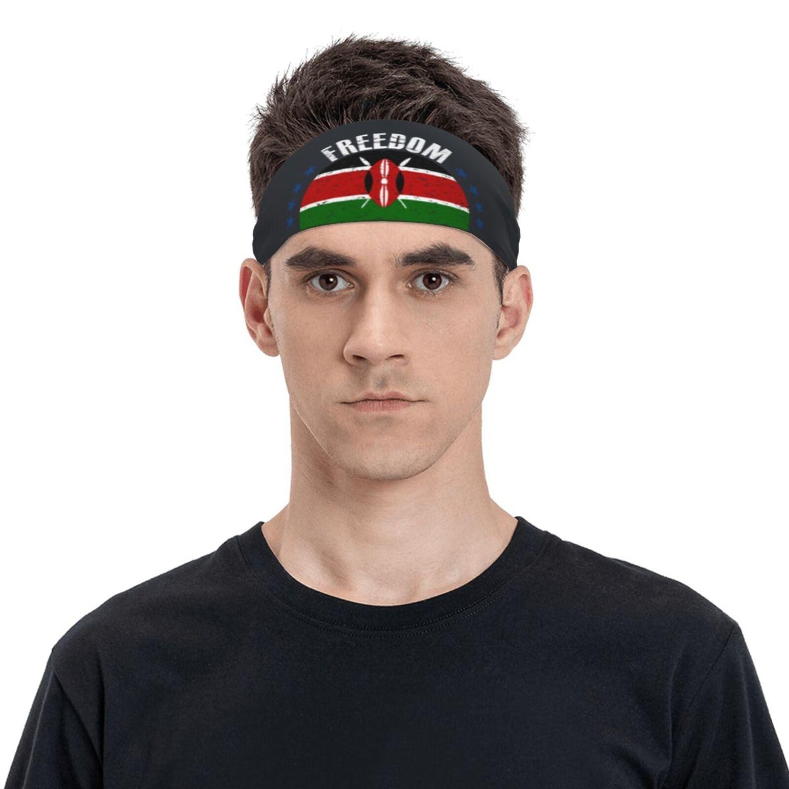 MULIHU The Kenya Flag and Freedom Headbands for Men Women Wicking Sports Sweatband for Running Basketball Yoga Hairbands
