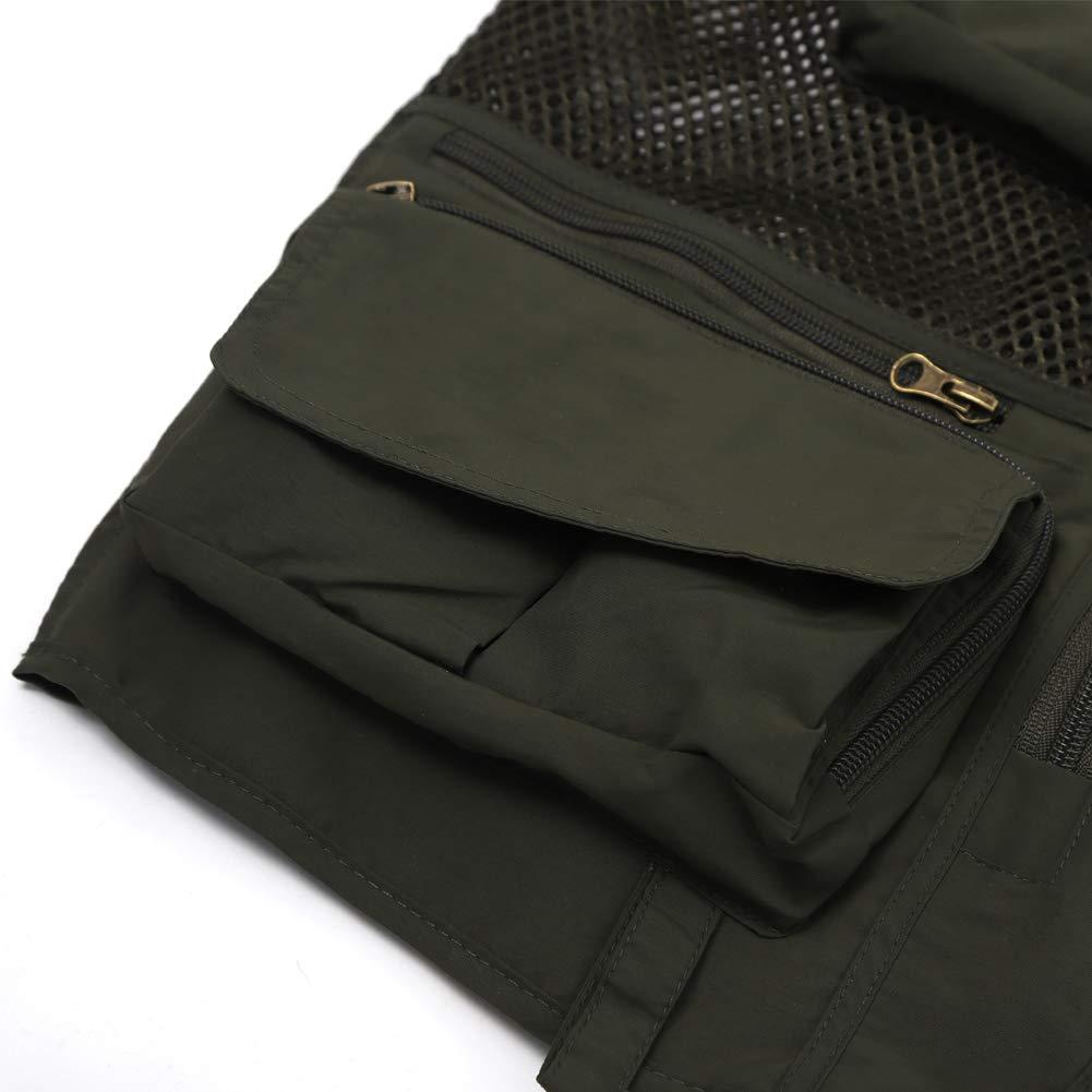 Ziker Ziker Men's Mesh Breathable Openwork Camouflage Journalist Photographer Fishing Vest Waistcoat Jacket Coat (as1, alpha, s, regular, regular, Army Green02)