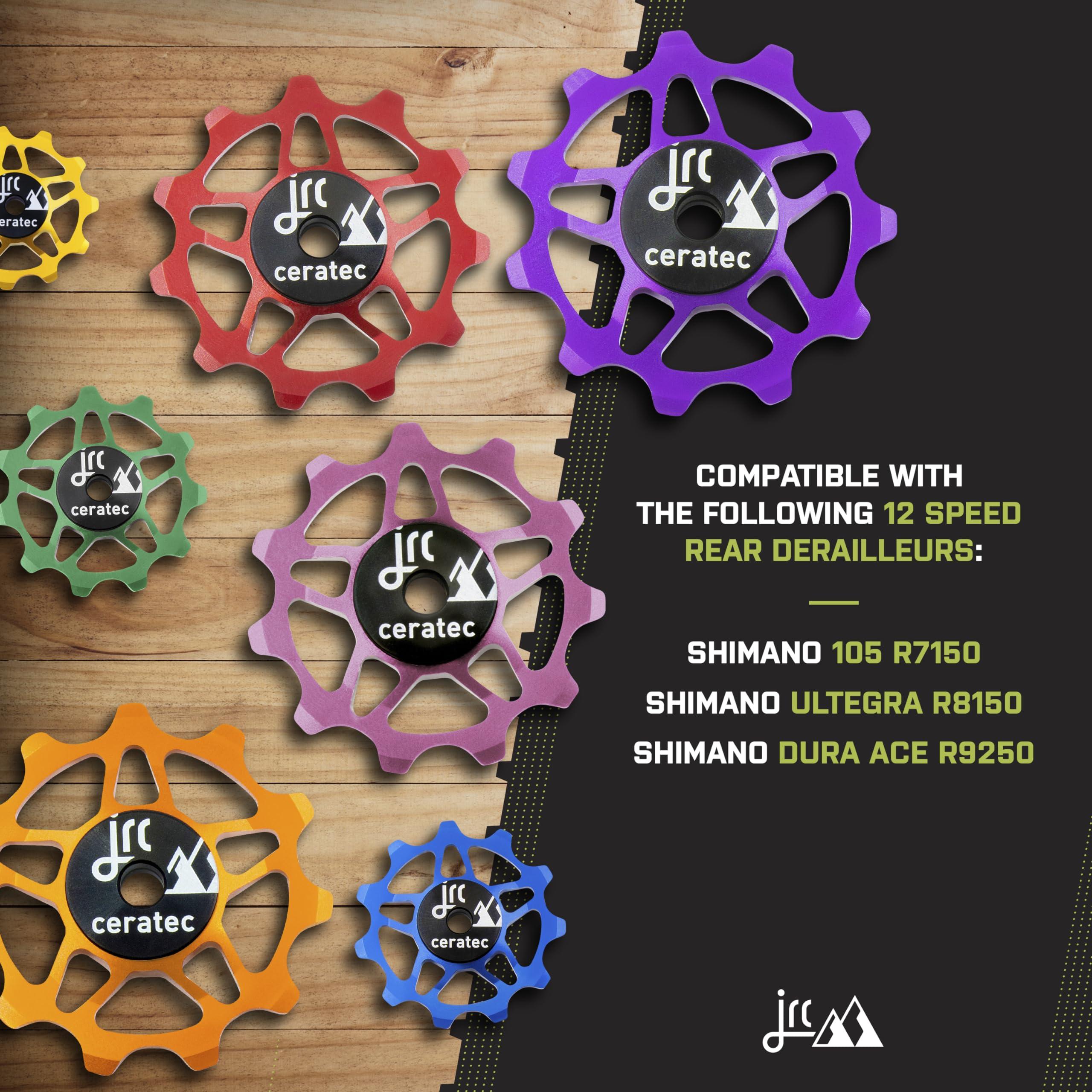 JRC Components JRC Components 11T Ceramic Pulley Wheels | Compatible with Shimano Dura Ace R9250 | Hybrid Ceramic Derailleur Pulley Wheel Suitable with Shimano 12 Speed | Rear Derailleur Pulley Wheels - Red