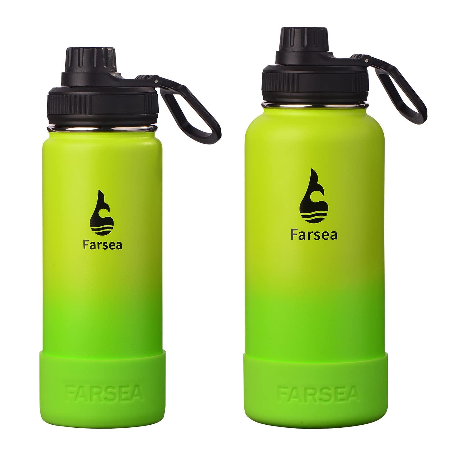 Farsea Farsea Protective Silicone Boot for 12oz - 40oz Stainless Steel Insulated Water Bottles, Anti-Slip Sleeve Cover, Bottom Boot (12-24oz, Lemon Green)