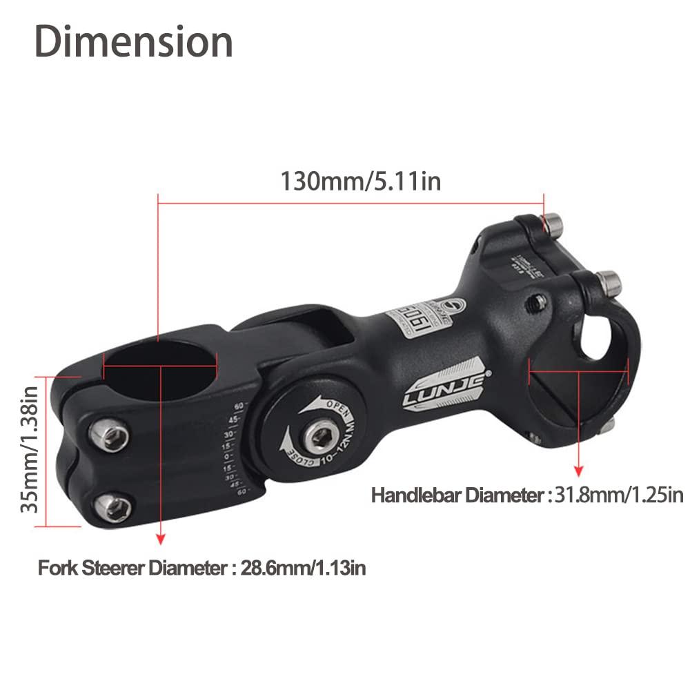 PHILODO PHILODO 31.8 Bike Stem Adjustable 0-60 Degree Bicycle Stem Handlebar Riser Extender for Road Bike, Mountain Bike (Only Fit 1.25"/31.8mm Handlebar)