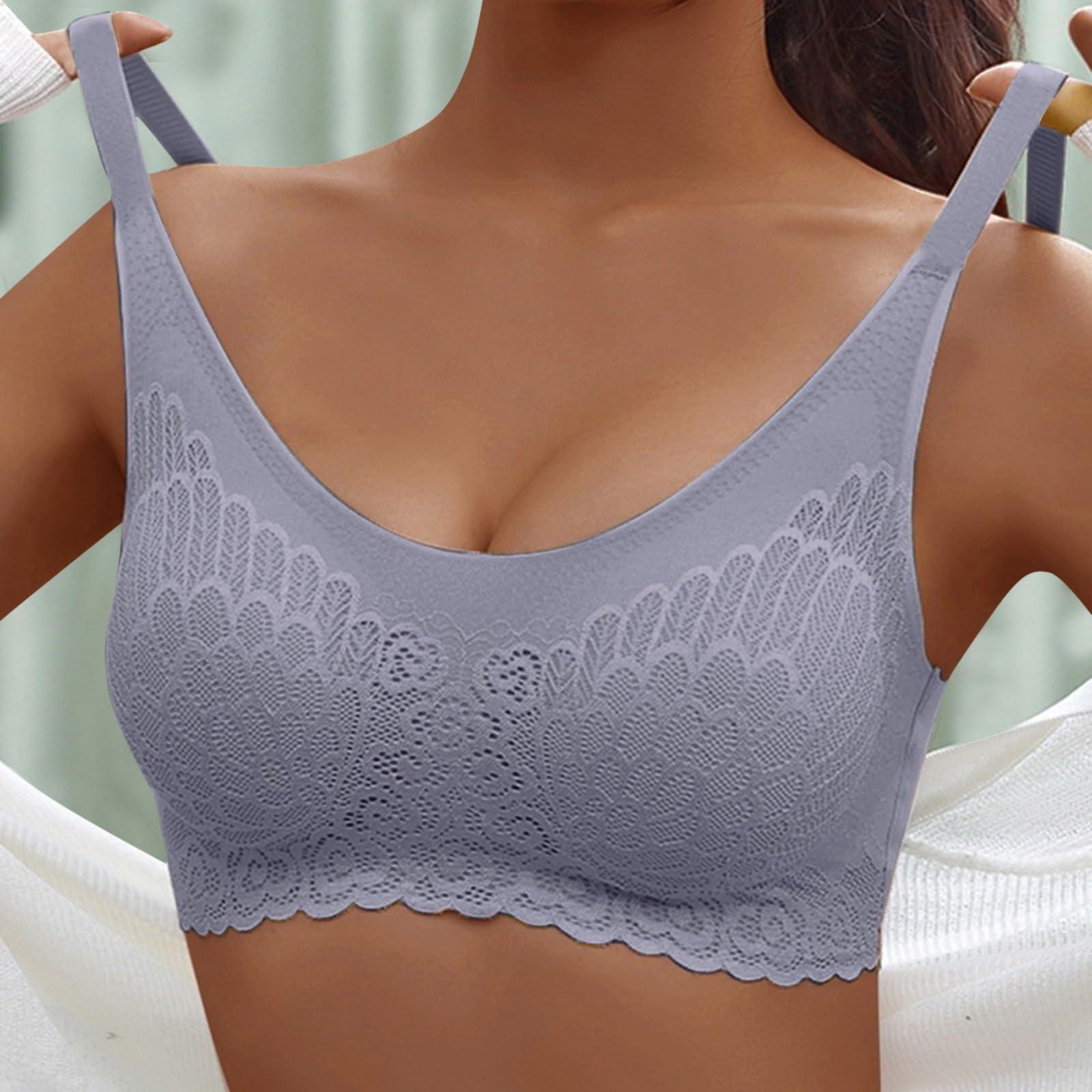 WONGKCDD WONGKCDD Low Back Strapless Bra Convertable Mini Pretty Vertie Seamless Bra V Neck Pumping Bra Neckline Up Front Sports Bra with Thin Straps Bras for Older Women with Sagging Breasts Front Closure