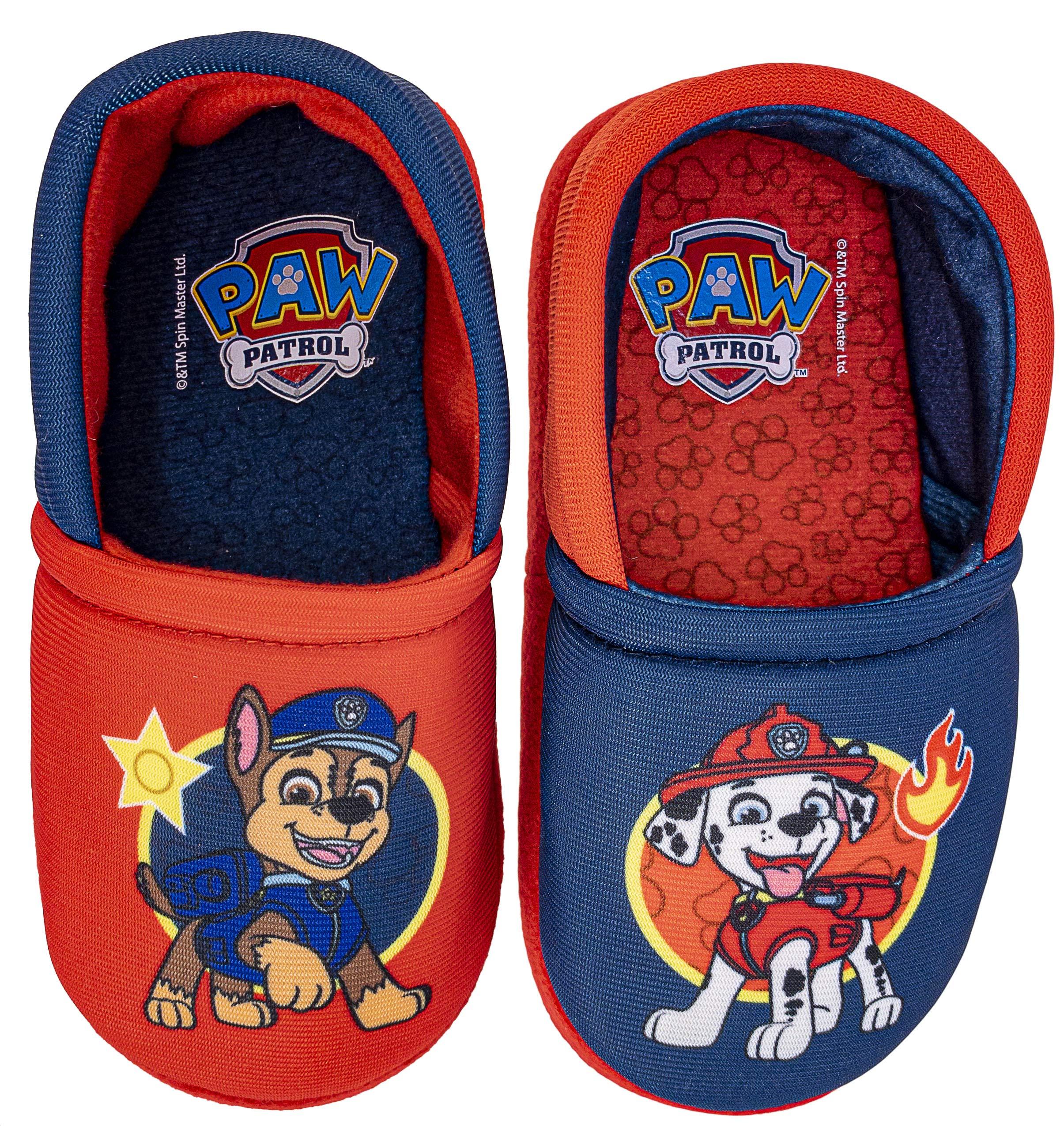 Paw Patrol Paw Patrol Slippers for Toddlers, Mismatch A-Line House Shoes, Red/Blue, Toddler 5/6