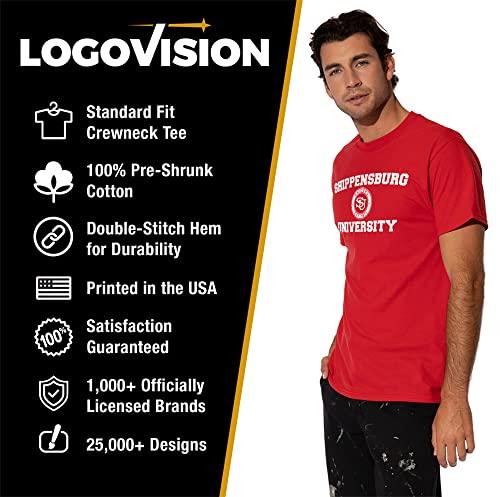 LOGOVISION Shippensburg University Official Circle Logo Short Sleeve Mens Cotton T-Shirt,Red, Small