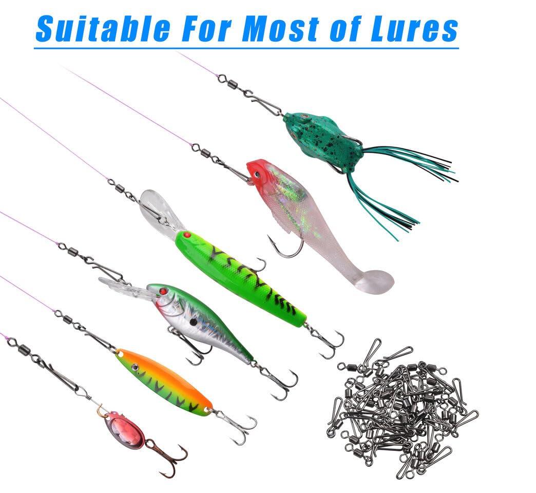 KTGCOZS KTGCOZS Pack of 50 Rolling Swivel with Hanging snap Fishing Tackle fishhooks Connector (2# 50pcs)