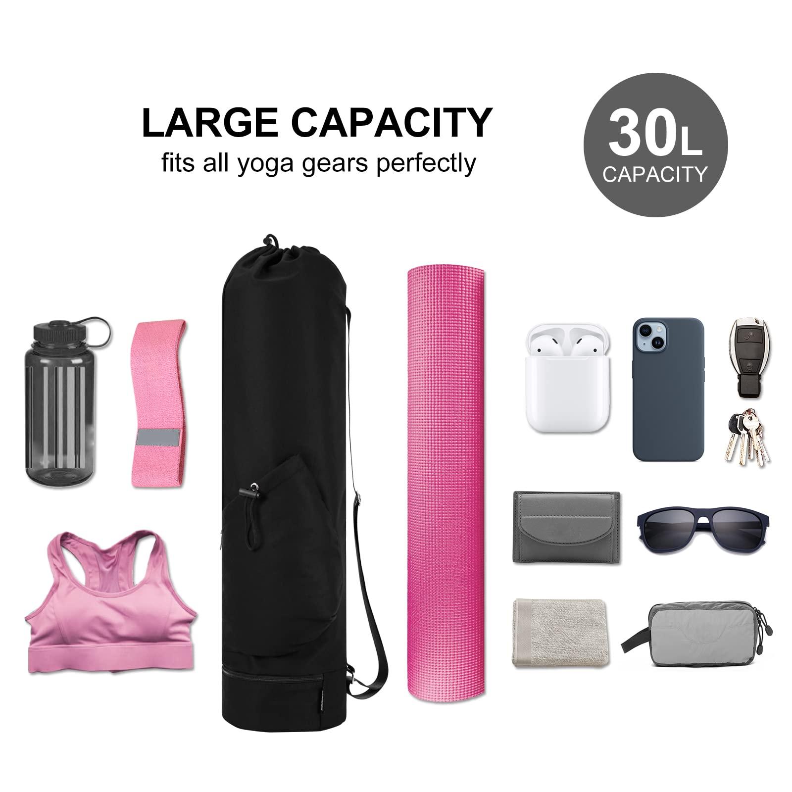 sportsnew sportsnew Yoga Mat Bag with Water Bottle Pocket and Bottom Wet Pocket, Exercise Yoga Mat Carrier Multi-Functional Storage Bag, Black,Patent pending
