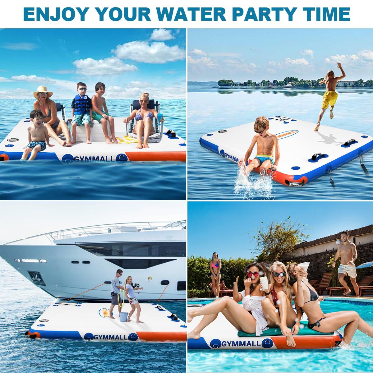 GYMMALL GYMMALL Inflatable Floating Dock Platform, 6ft*5ft Air Dock Platform Floating Island Raft with None-Slip Surface, 6in Thick Water Floating Dock Mat for Swimming Pool Lake Beach Ocean