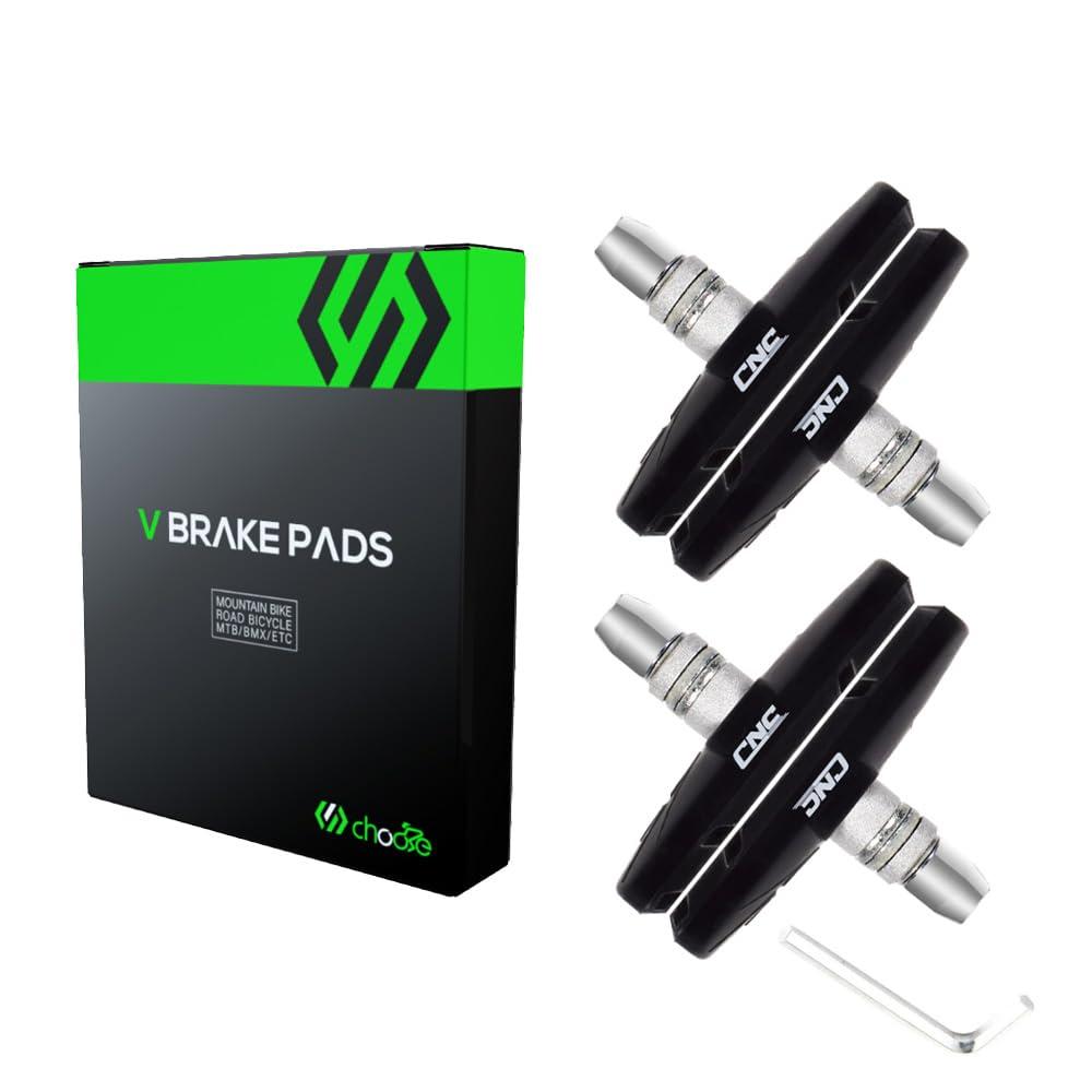 chooee Chooee Bike V-Brake Pads, Bicycle 70mm Brake Blocks Set, 2 Pairs Universal Brake Shoes, Black