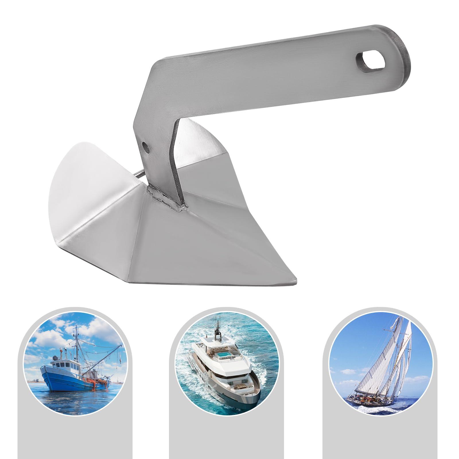 LOHISHILO LOHISHILO Boat Anchor Kit 35 lb Small Yacht Boat Anchor, Marine Stainless Steel 316 Wing Style Anchor 31.1 * 14.4.14.6in for Sand, Pebbles, Rocks, Grass, Seaweed, Coral Bottoms