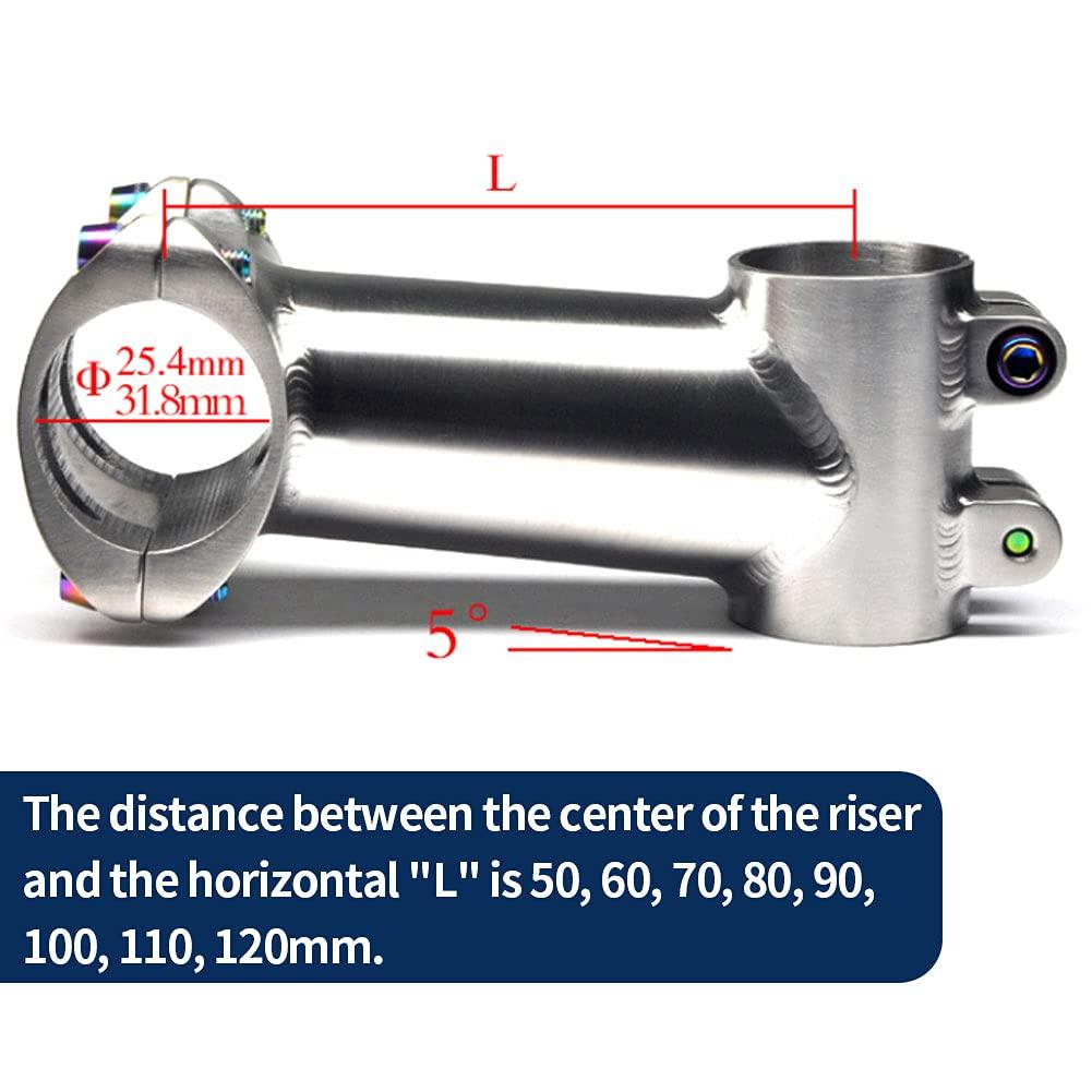 Chestnut-YX Chestnut-YX Titanium Bicycle Stem Bike Stem 25.4mm/31.8mm 5 Degree Bike Handlebar Stem for Mountain Bike Road Bike BMX MTB,Stem X Length 50/60/70/80/90/100/110/120mm (25.4mm, 100mm)