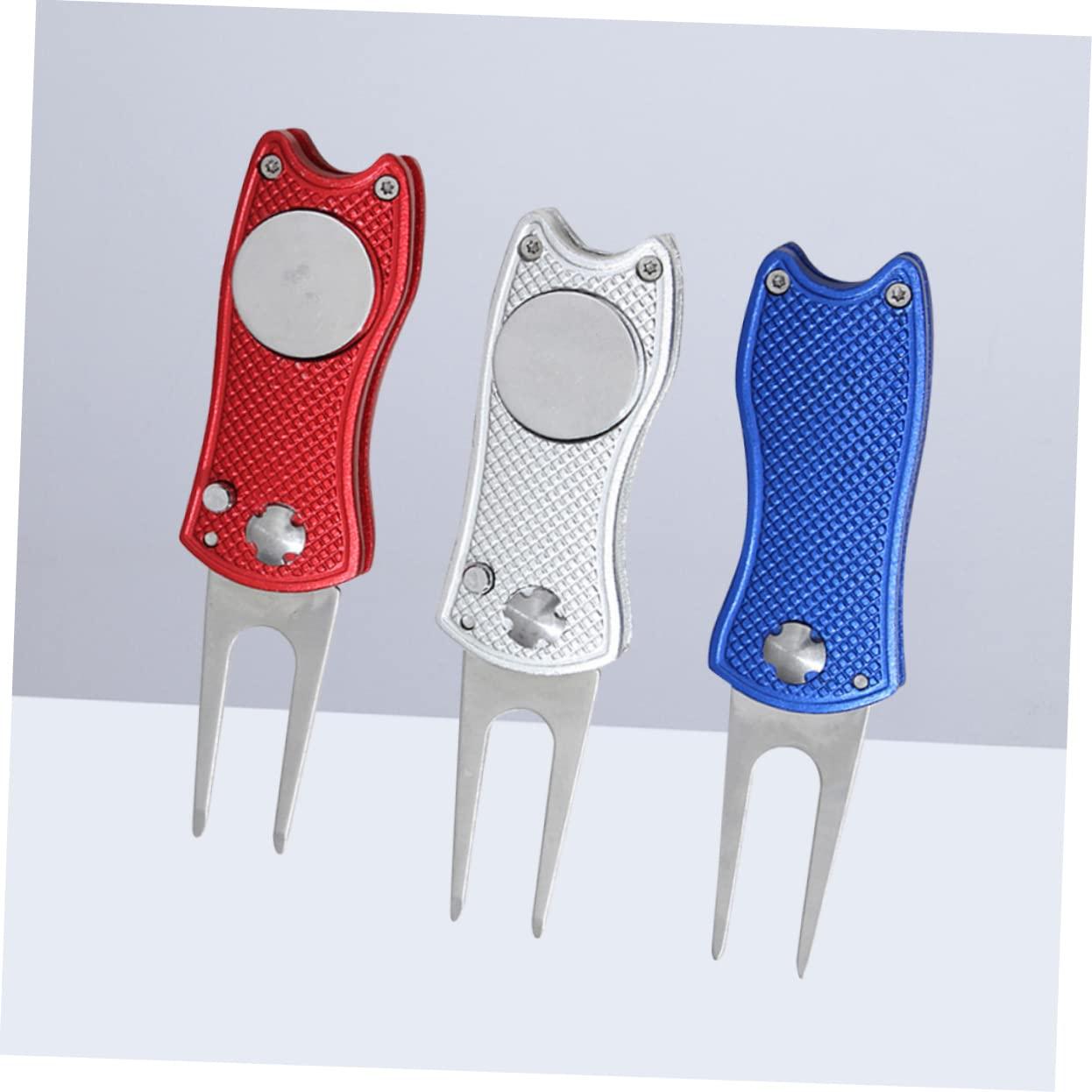 Happyyami Happyyami Golf Fork 3-Piece Divot Repair Tool Ball Marker Set Lightweight Portable Made of Stainless Steel for Golfers
