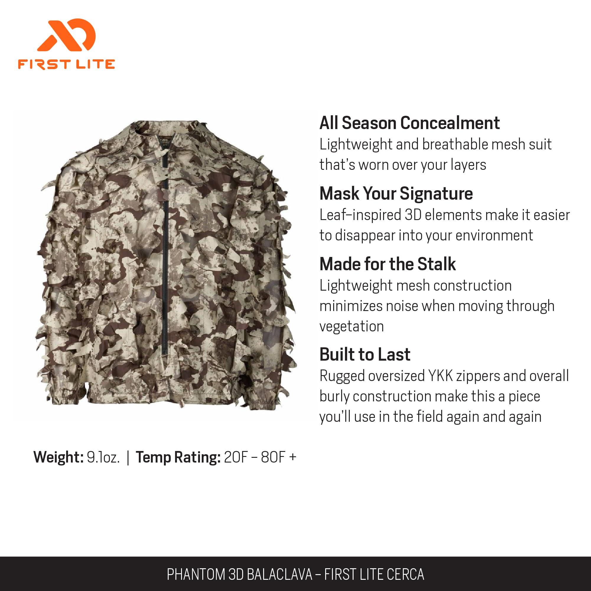 First Lite First Lite Men\'s Phantom Leafy Suit Top - Ultralight Mesh Camo Hunting Jacket - First Lite Cerca - Large