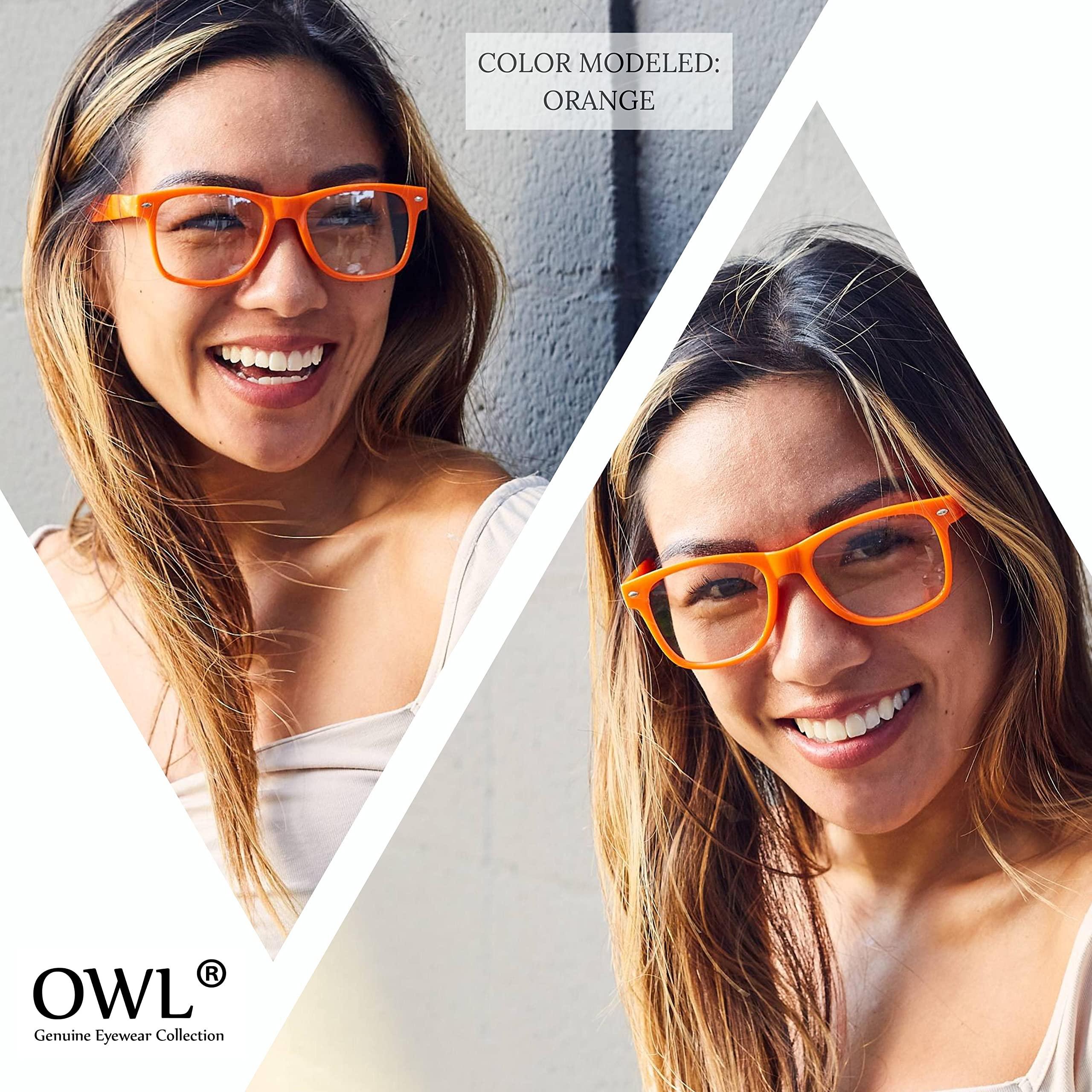 OWL Classic Vintage Clear Lens Sunglasses Red Color Frame Retro 80's