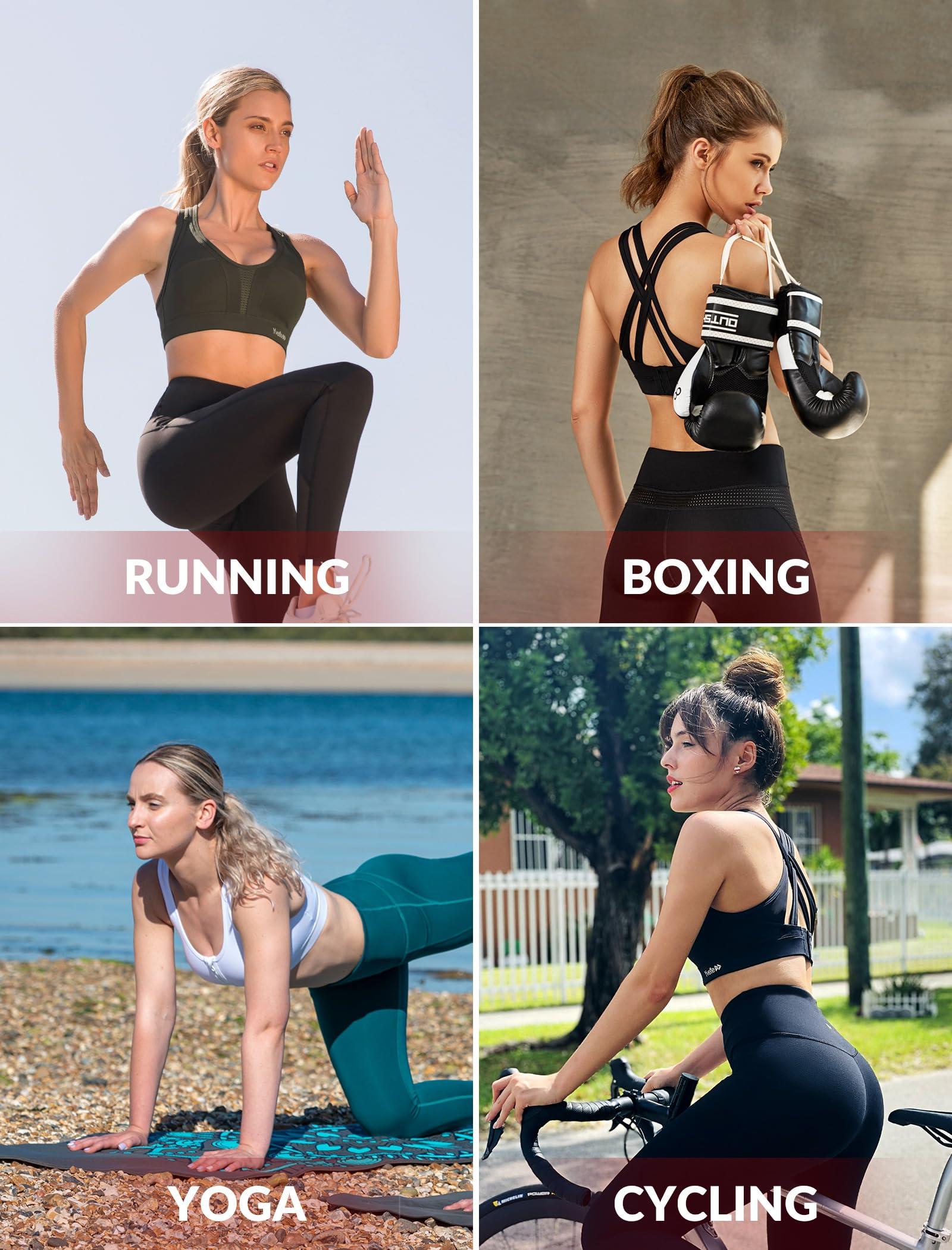 Yvette Yvette Women High Impact Sports Bras Criss Cross Back Sexy Running Bra for Plus Size, Pastel Pink, 4XL(DF)